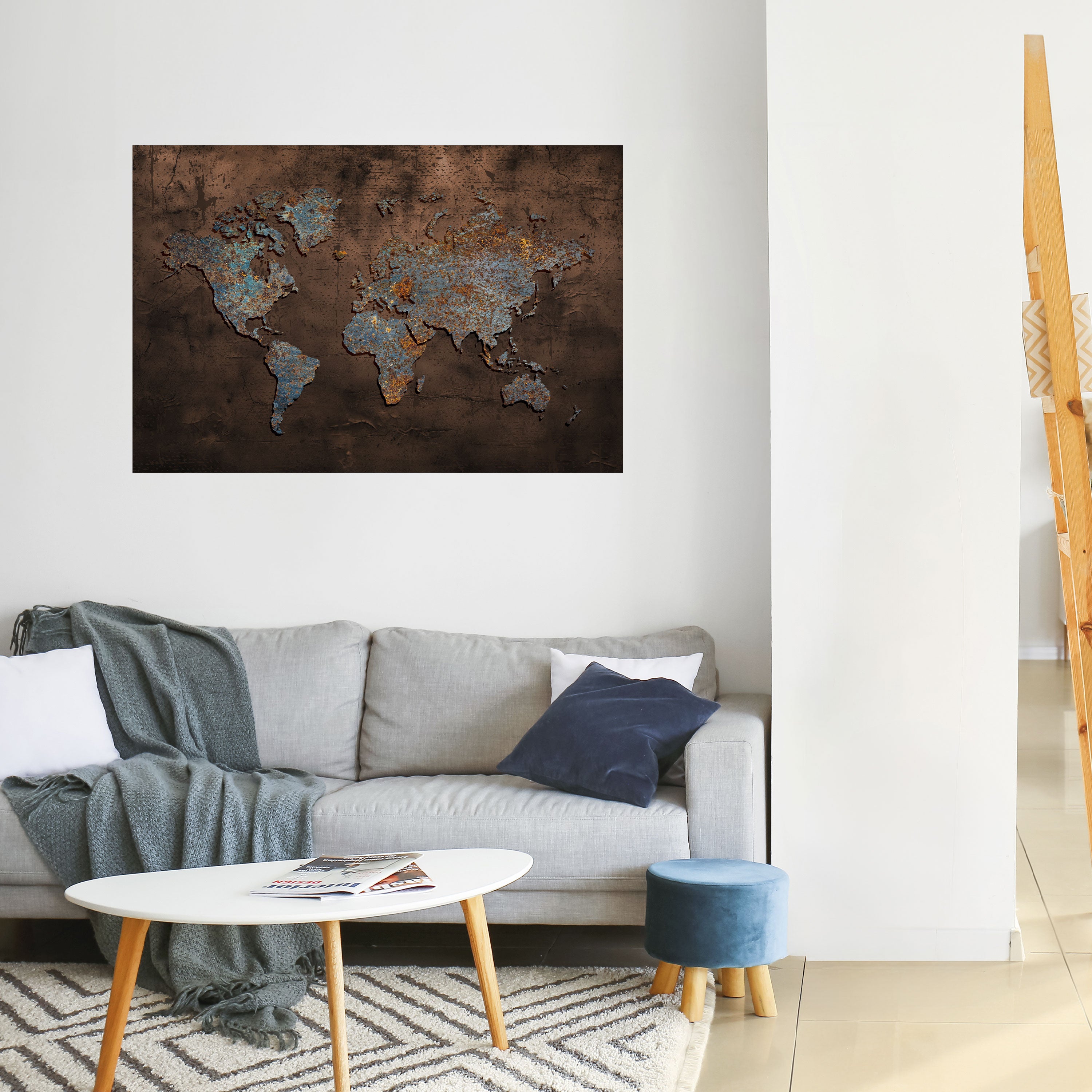 MAPA METÁLICO DE LOS RECUERDOS Póster horizontal autoadhesivo