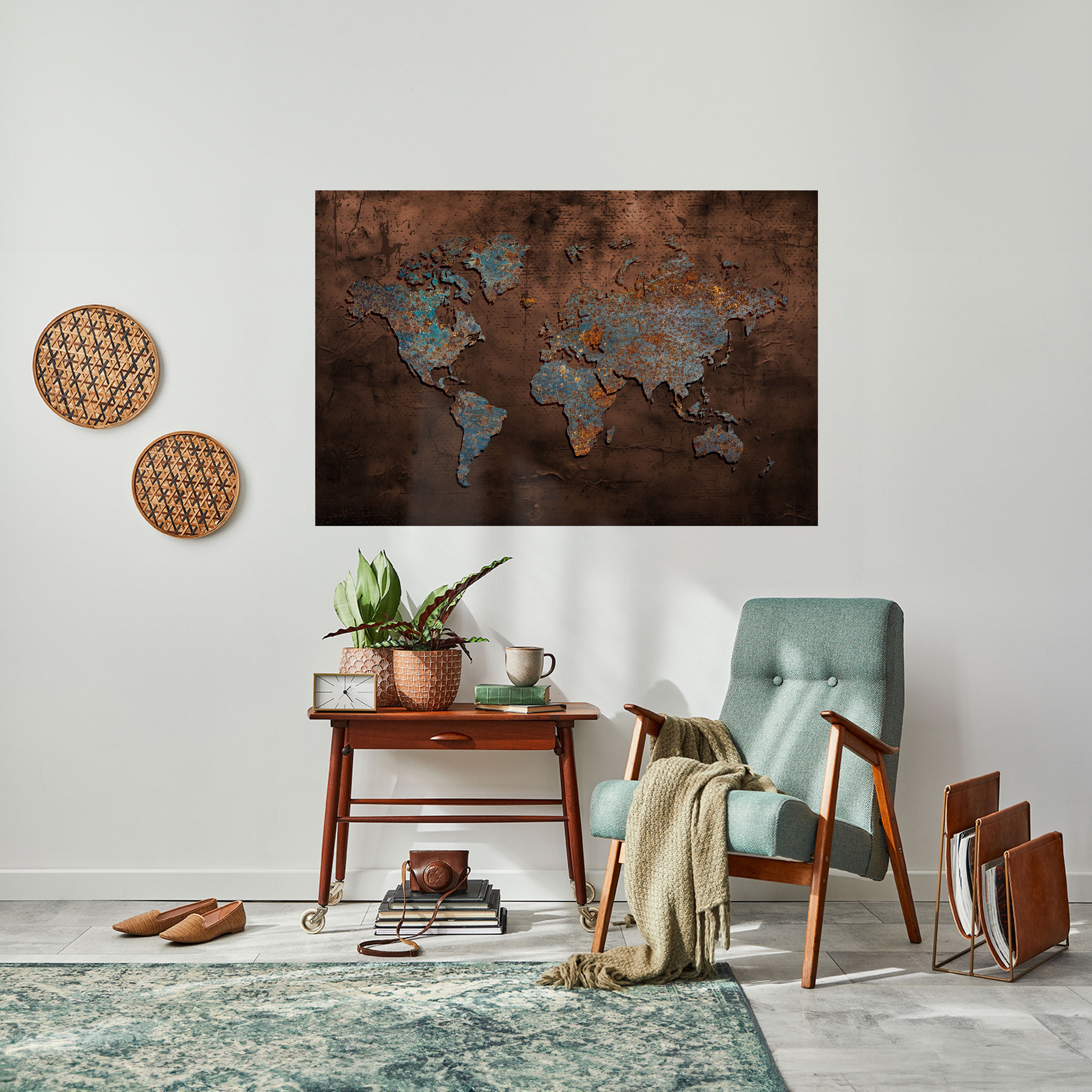 MAPA METÁLICO DE LOS RECUERDOS Póster horizontal autoadhesivo