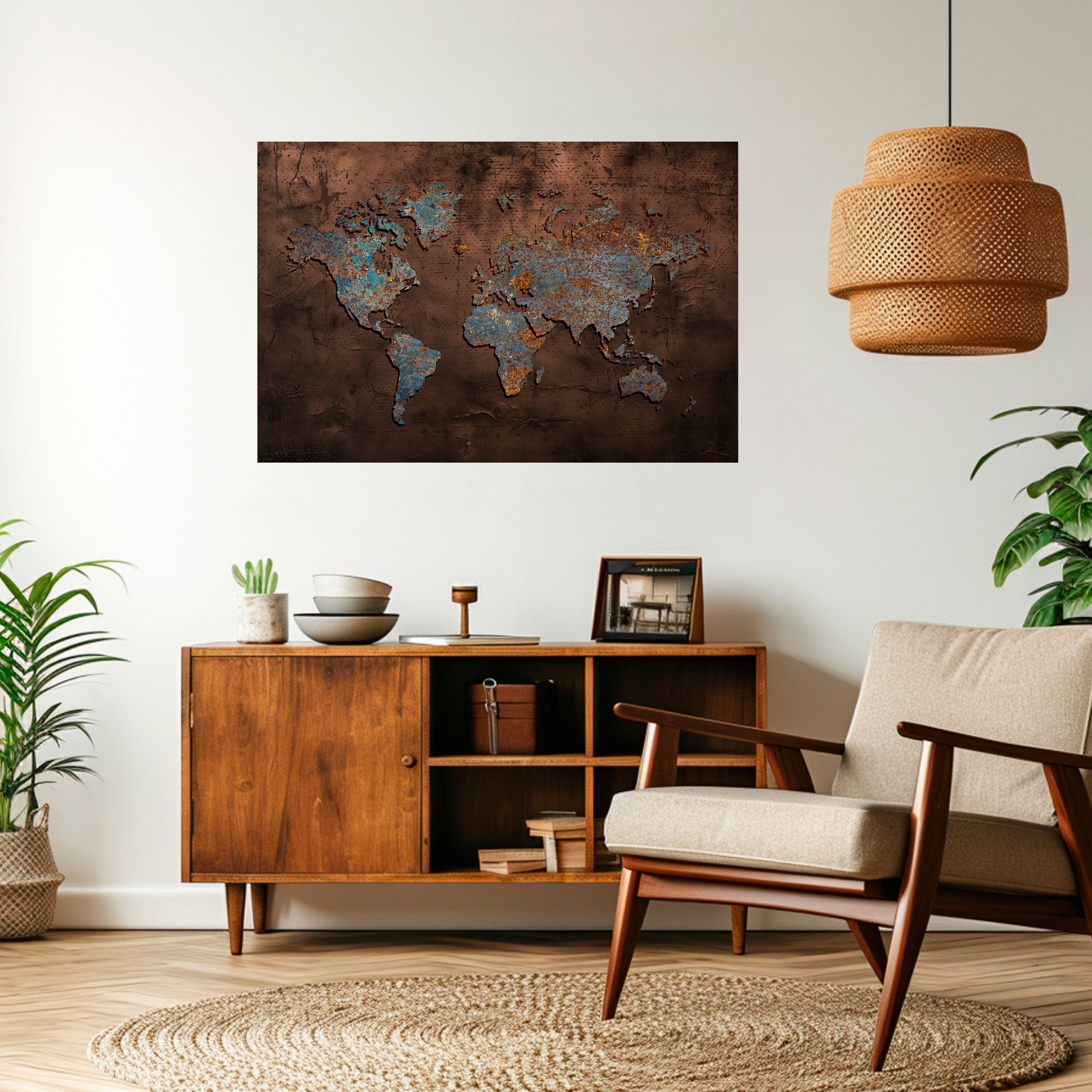 MAPA METÁLICO DE LOS RECUERDOS Póster horizontal autoadhesivo