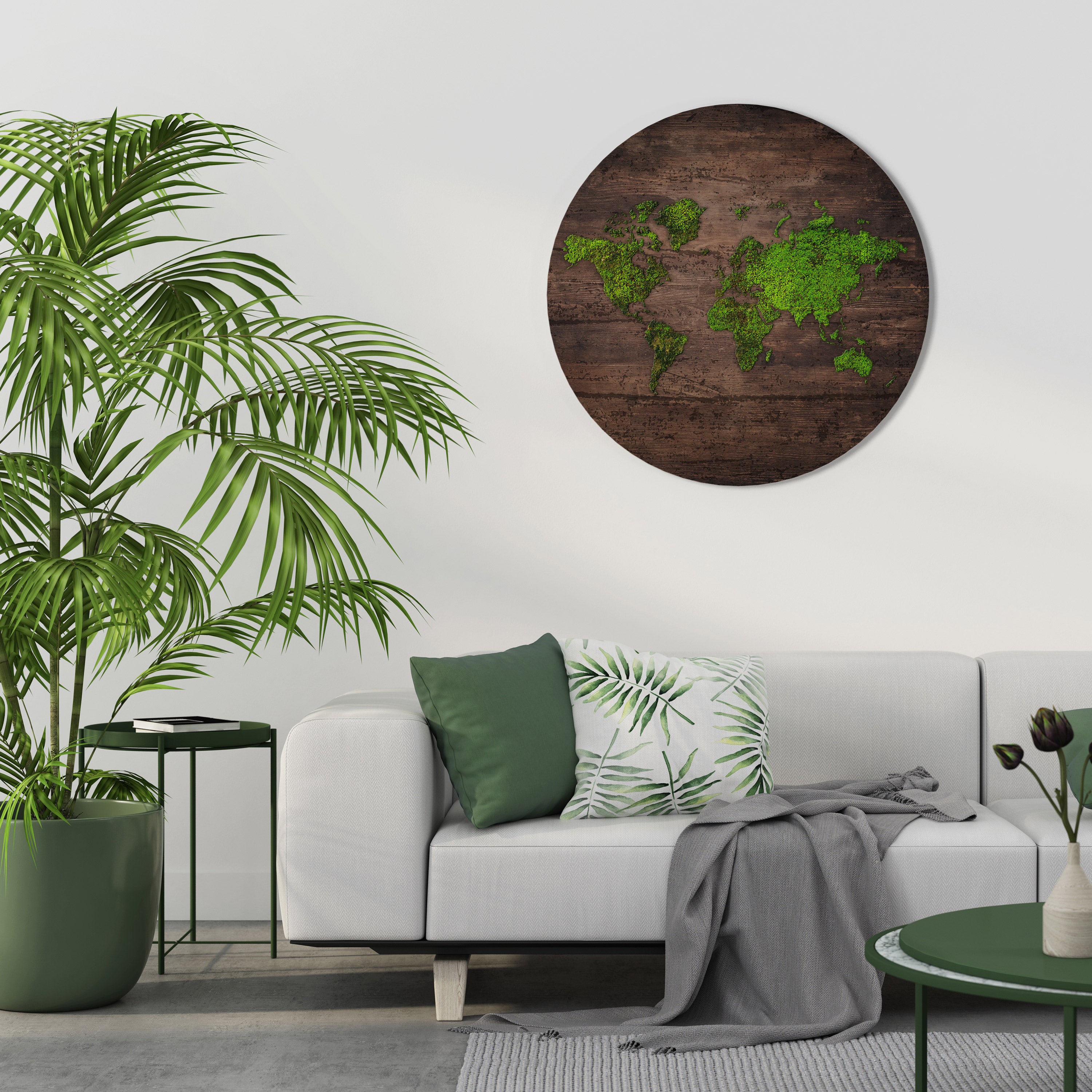 VISIÓN DE LA TIERRA VERDE Arte de pared redondo