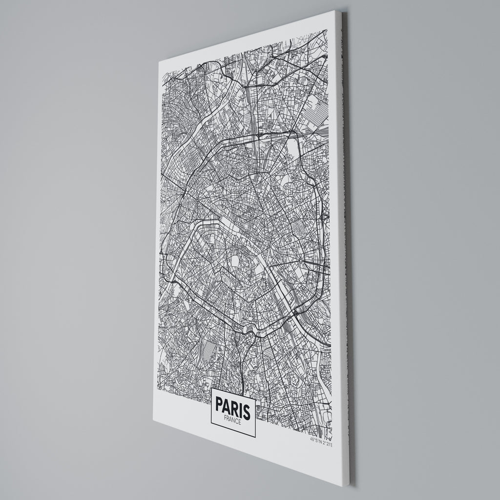 PARIS TOWN PLAN Vertical Canvas Print