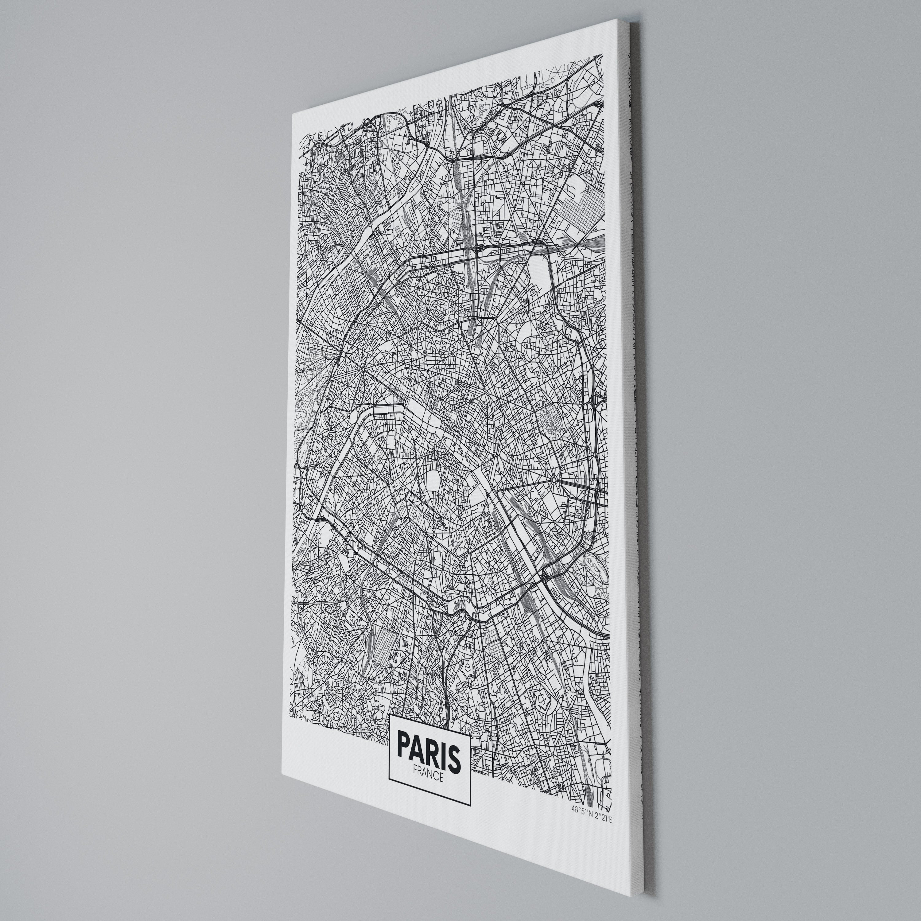 PARIS TOWN PLAN Vertical Canvas Print
