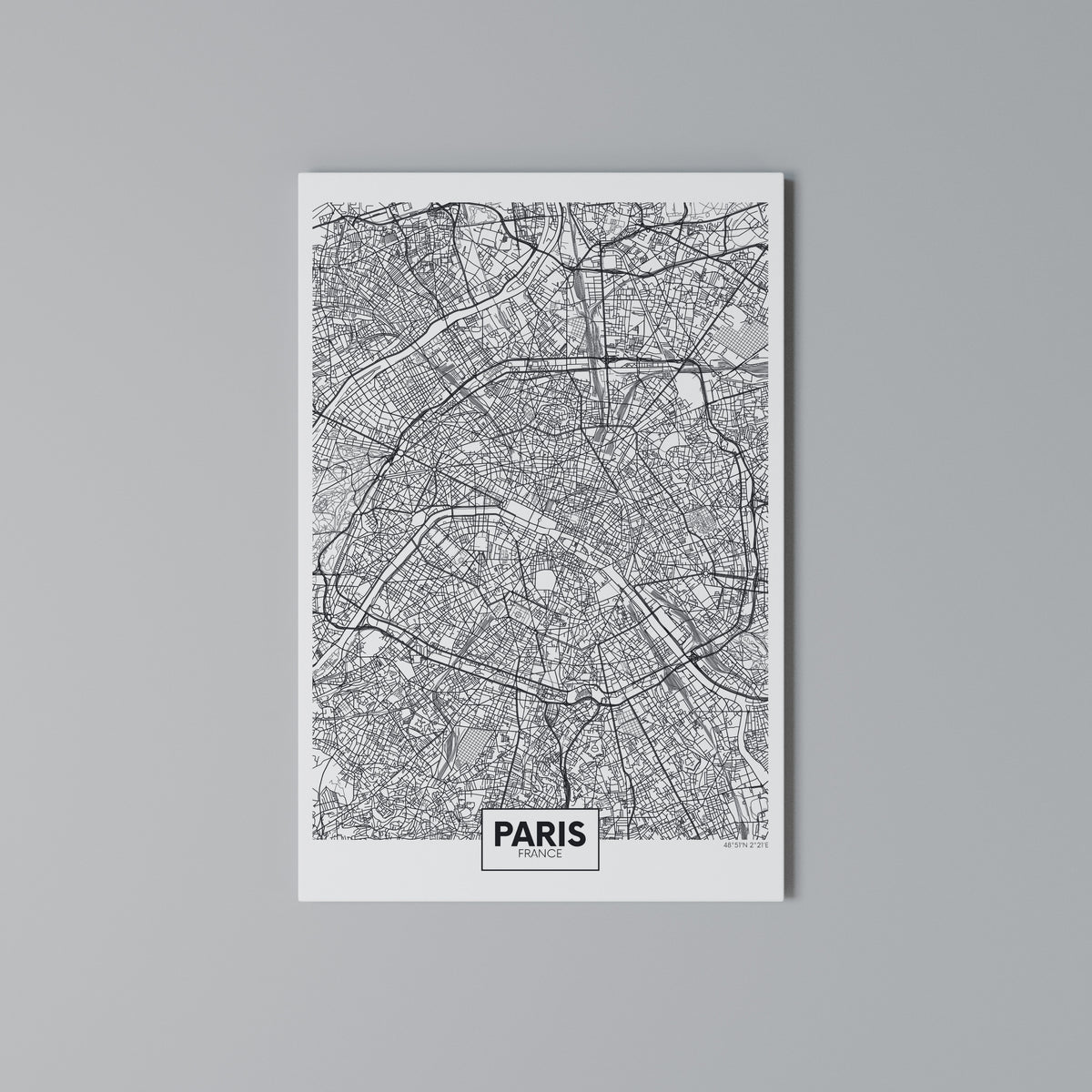PARIS TOWN PLAN Vertical Canvas Print