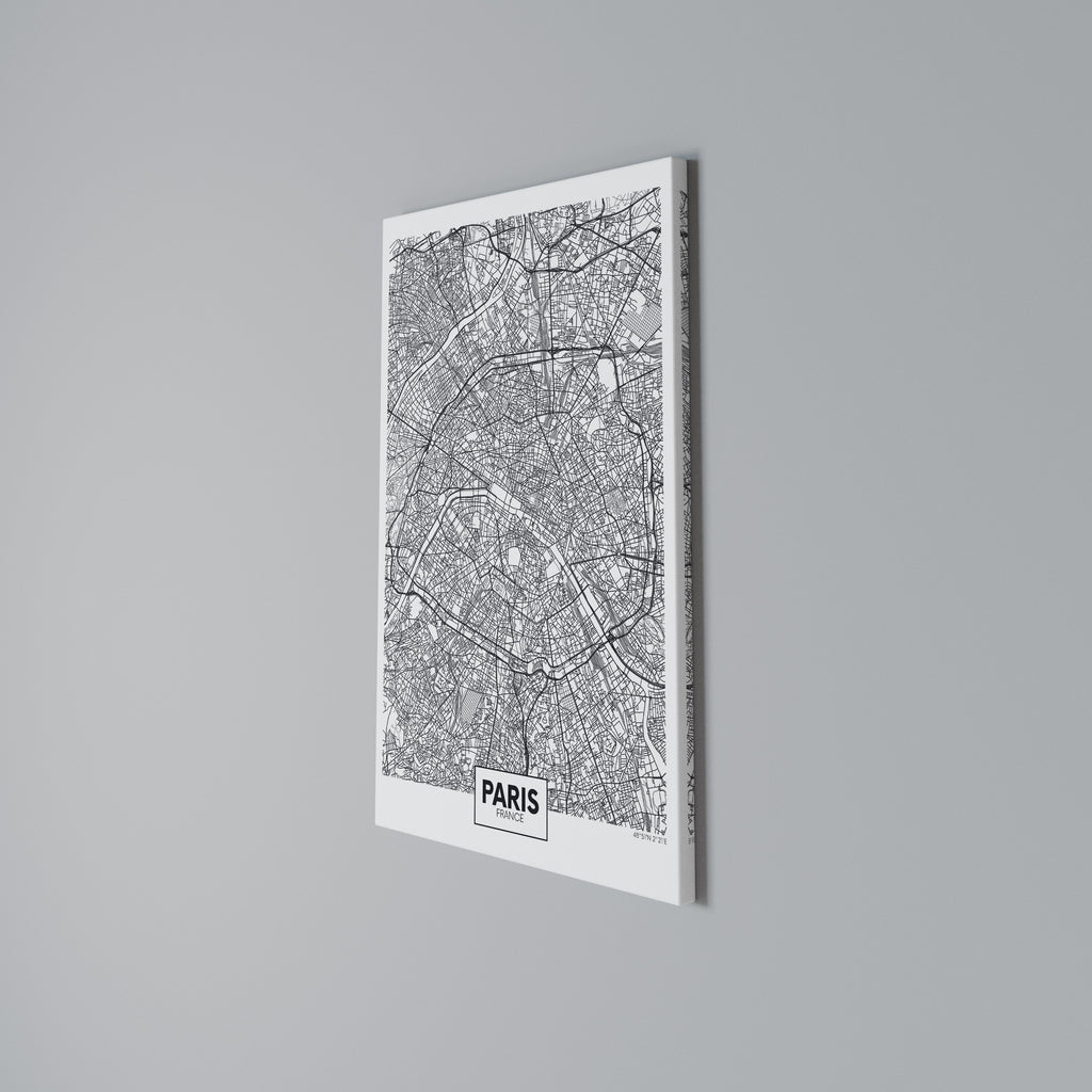 PARIS TOWN PLAN Vertical Canvas Print