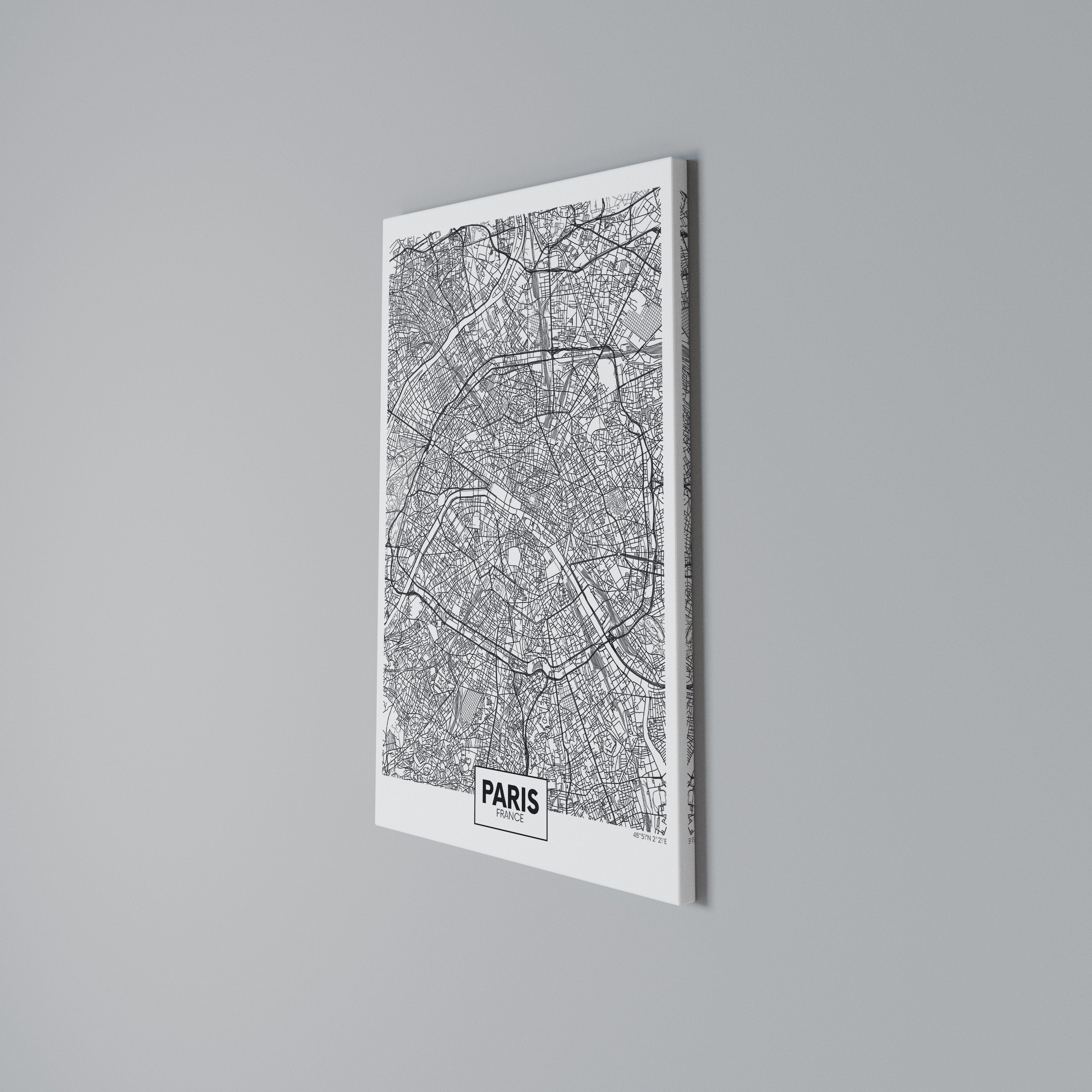 PARIS TOWN PLAN Vertical Canvas Print