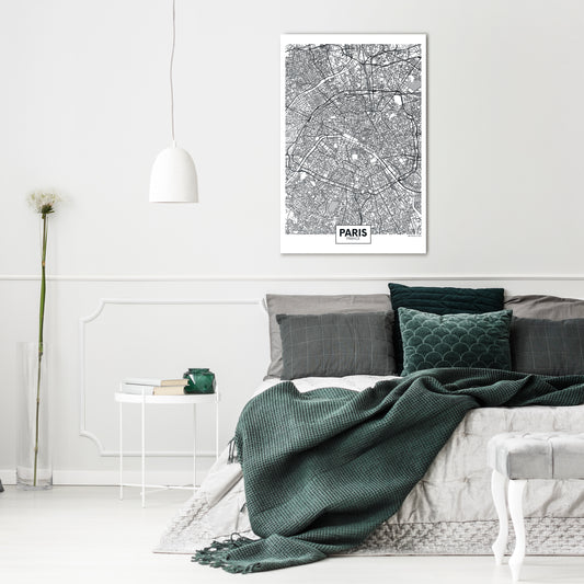 PARIS TOWN PLAN Vertical Canvas Print