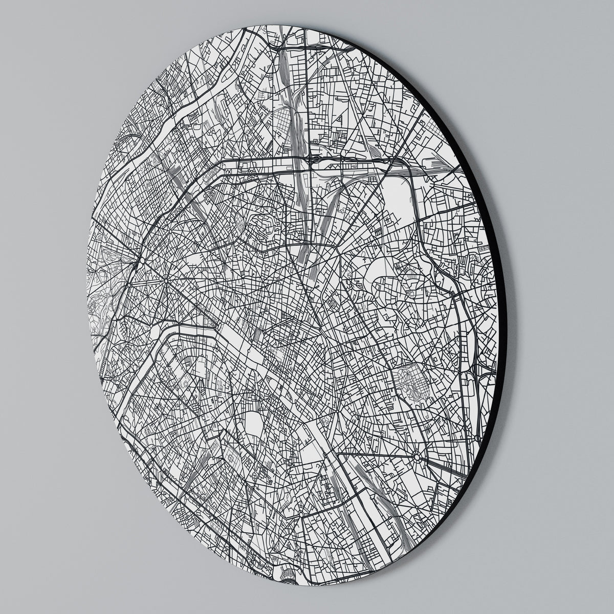 PARIS TOWN PLAN Arte de pared redondo