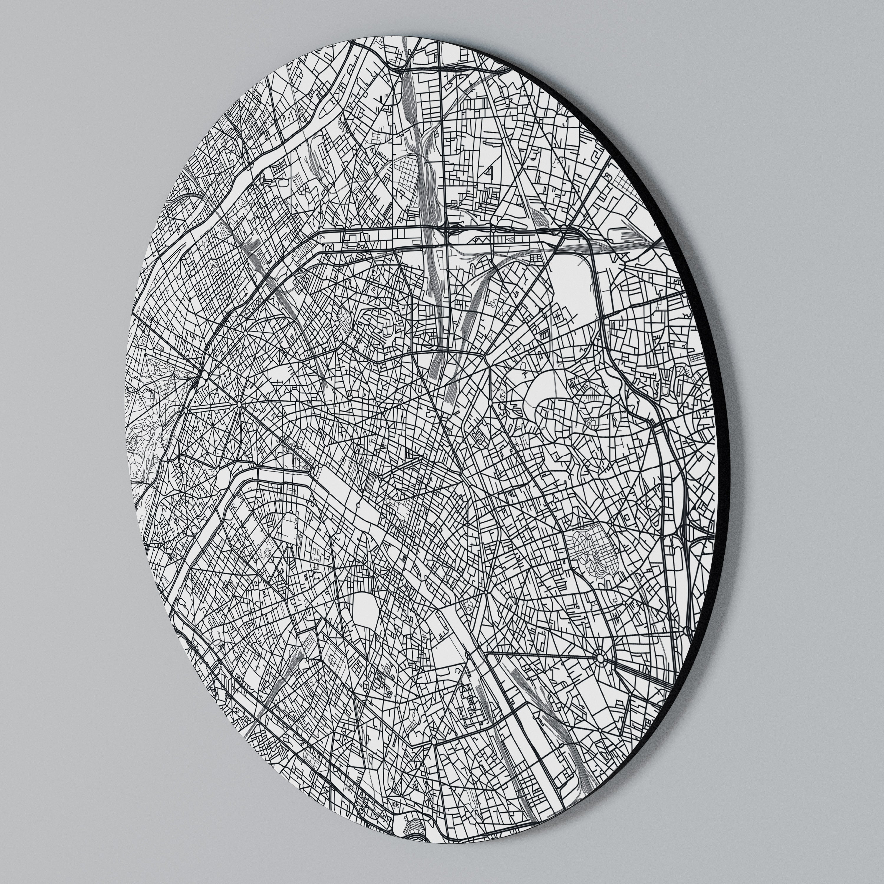 PARIS TOWN PLAN Arte de pared redondo