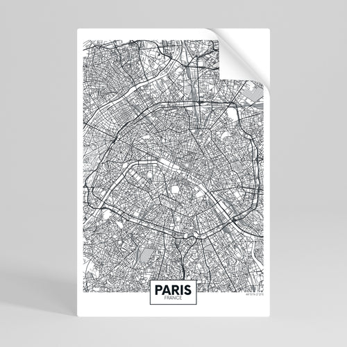 PARIS TOWN PLAN Póster adhesivo vertical
