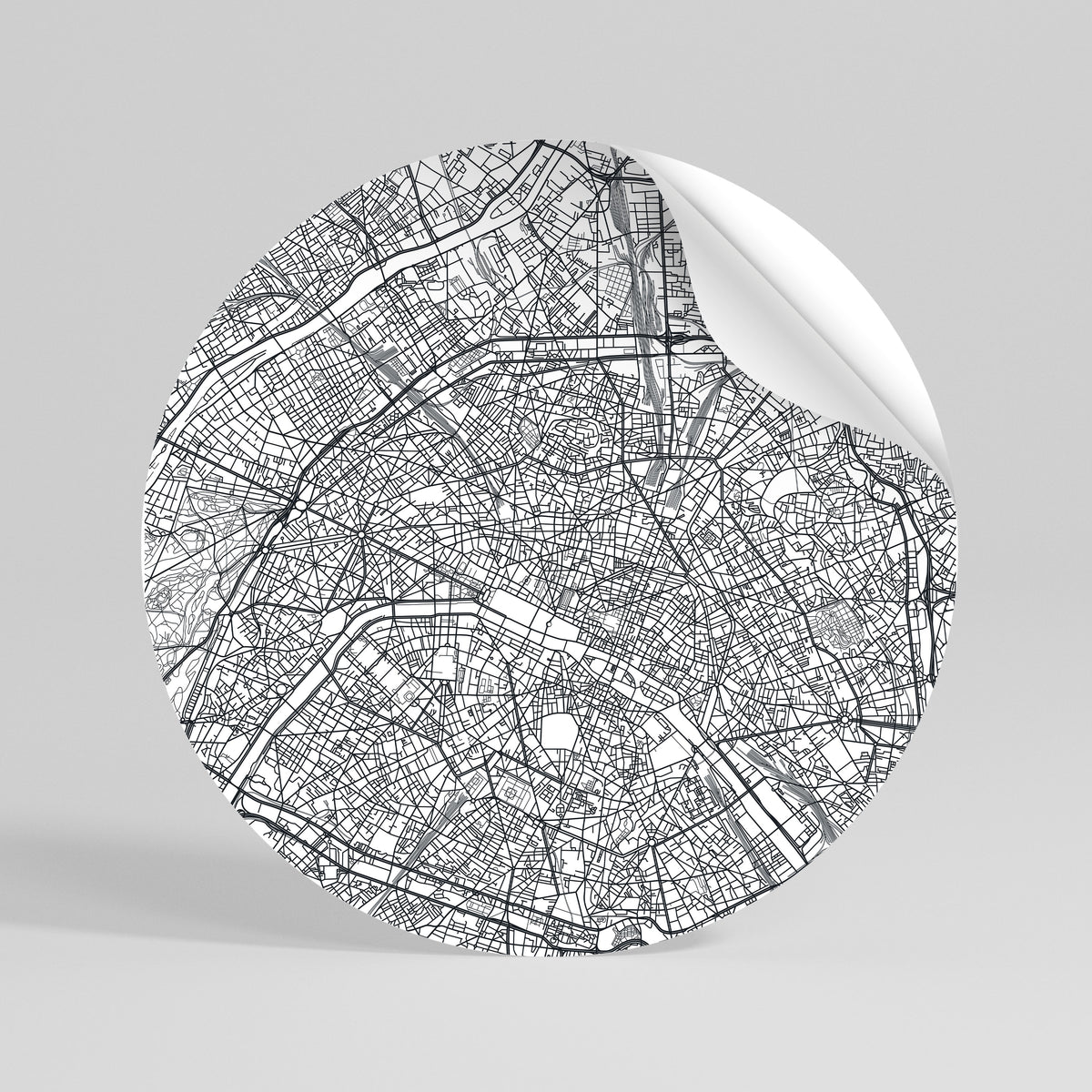 PARIS TOWN PLAN Vinilo adhesivo redondo