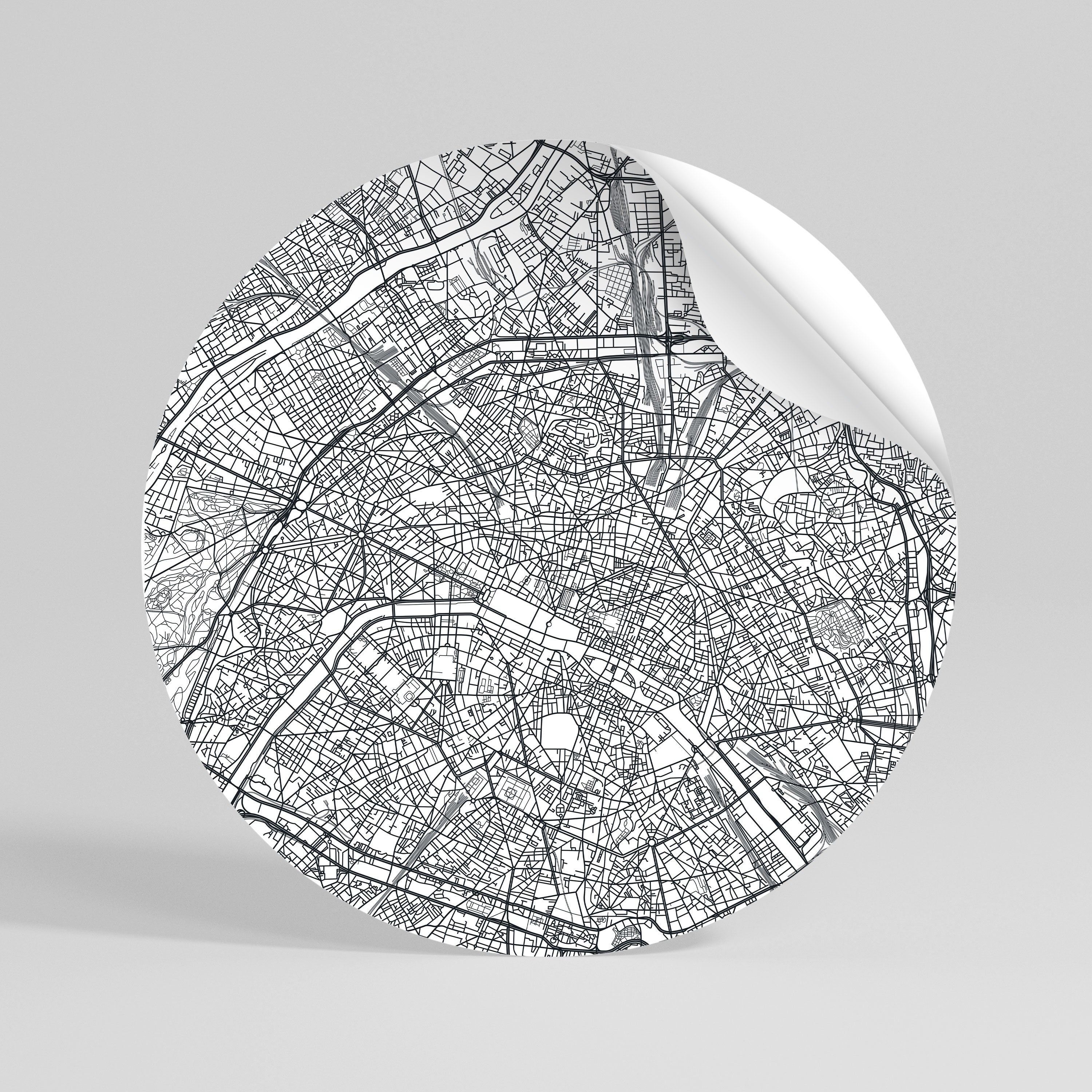 PARIS TOWN PLAN Vinilo adhesivo redondo