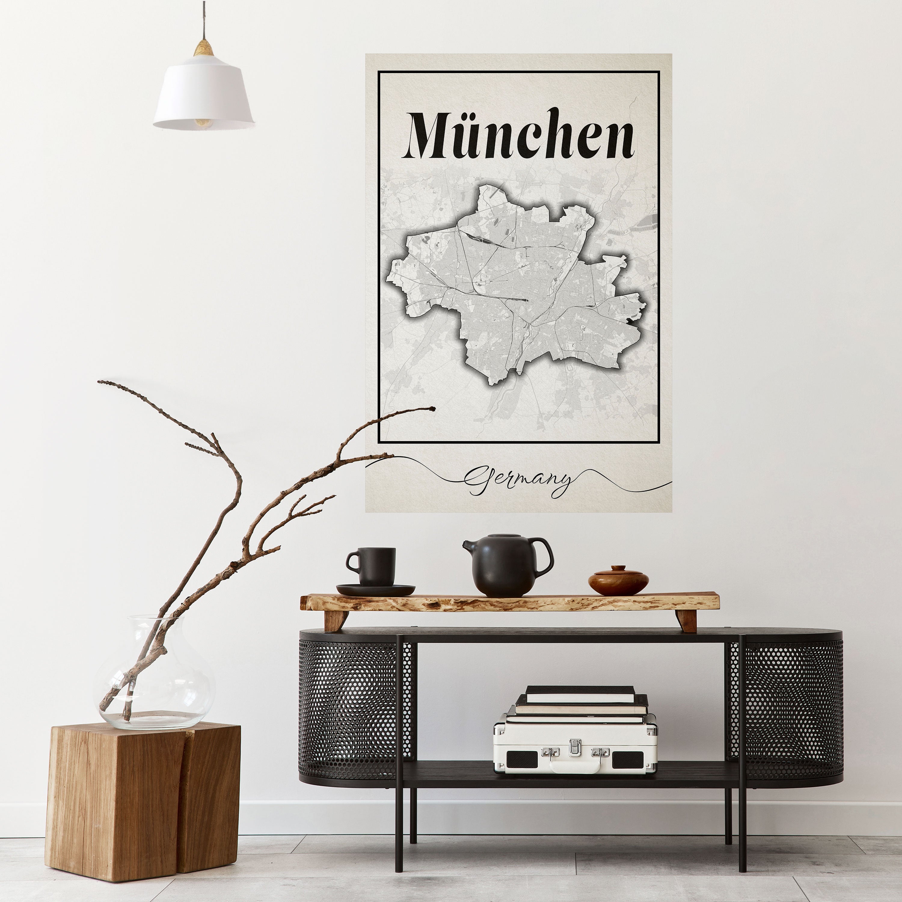 Póster vertical autoadhesivo MONOCROMÁTICO MÜNCHEN