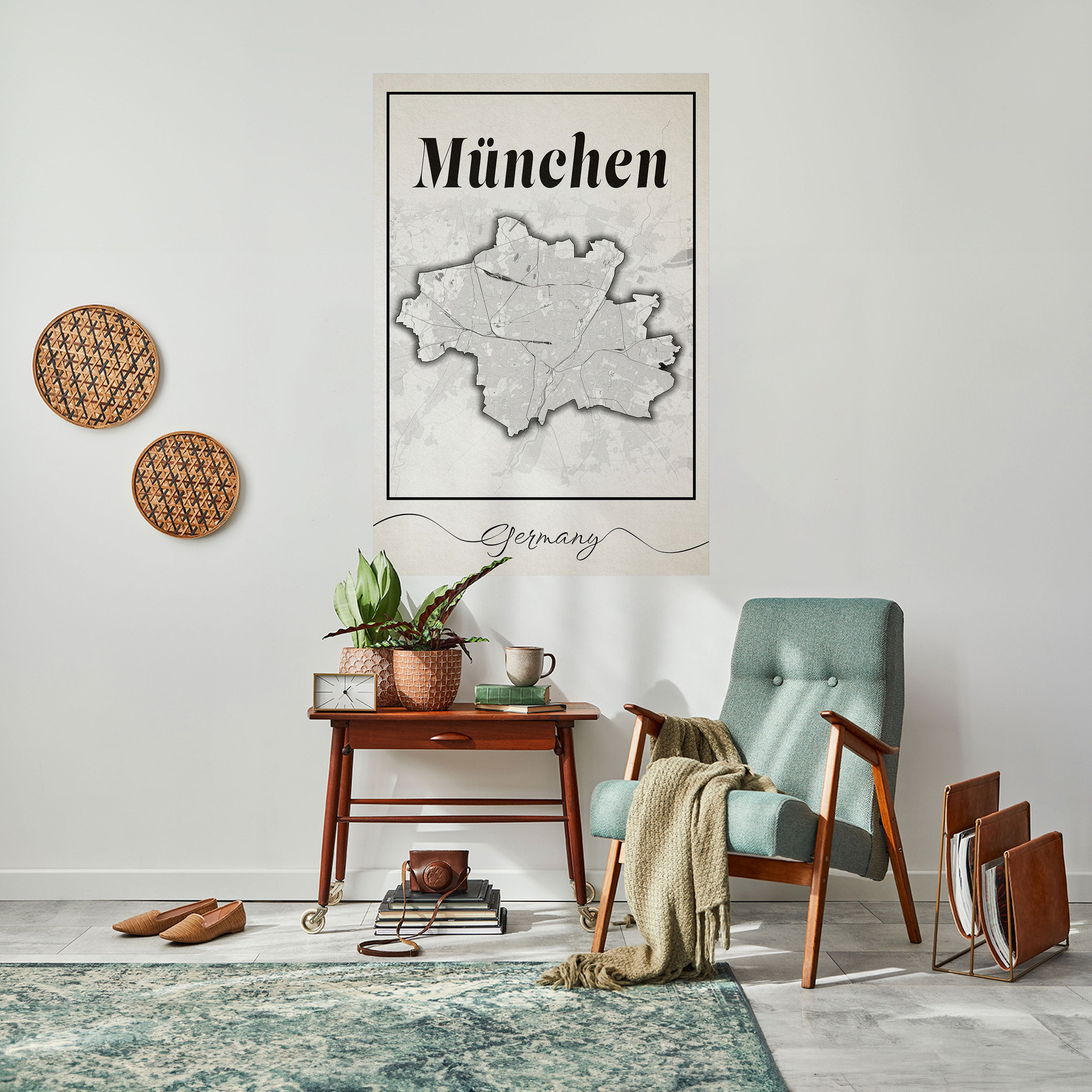 Póster vertical autoadhesivo MONOCROMÁTICO MÜNCHEN