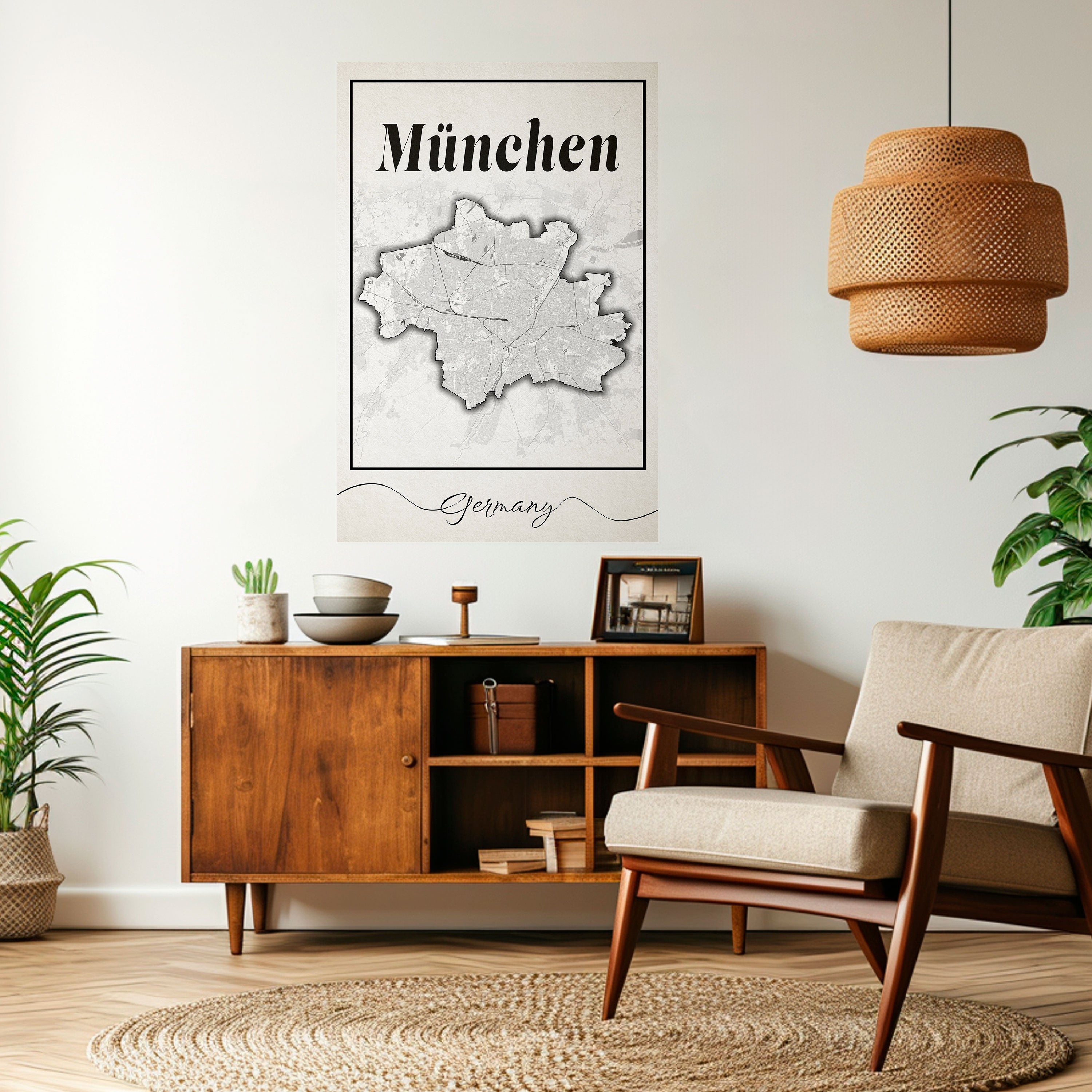 Póster vertical autoadhesivo MONOCROMÁTICO MÜNCHEN