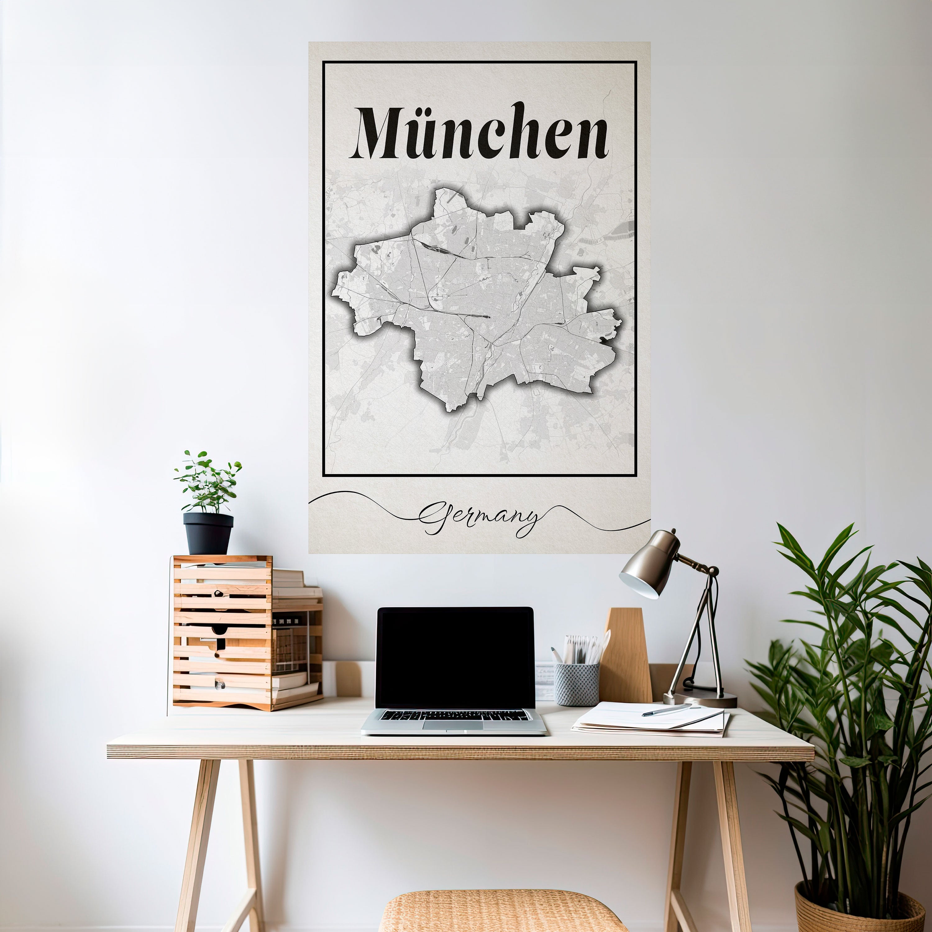 Póster vertical autoadhesivo MONOCROMÁTICO MÜNCHEN