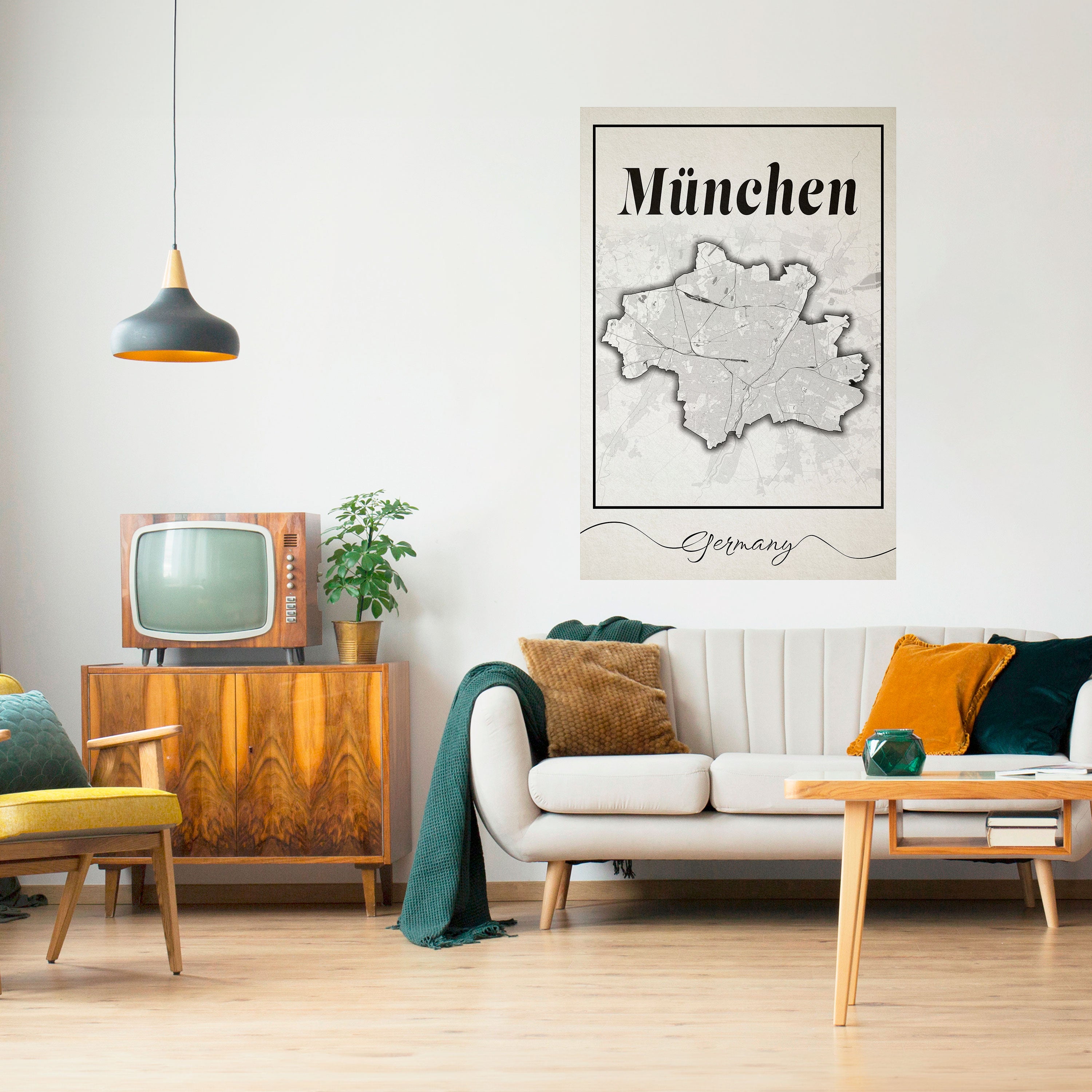 Póster vertical autoadhesivo MONOCROMÁTICO MÜNCHEN