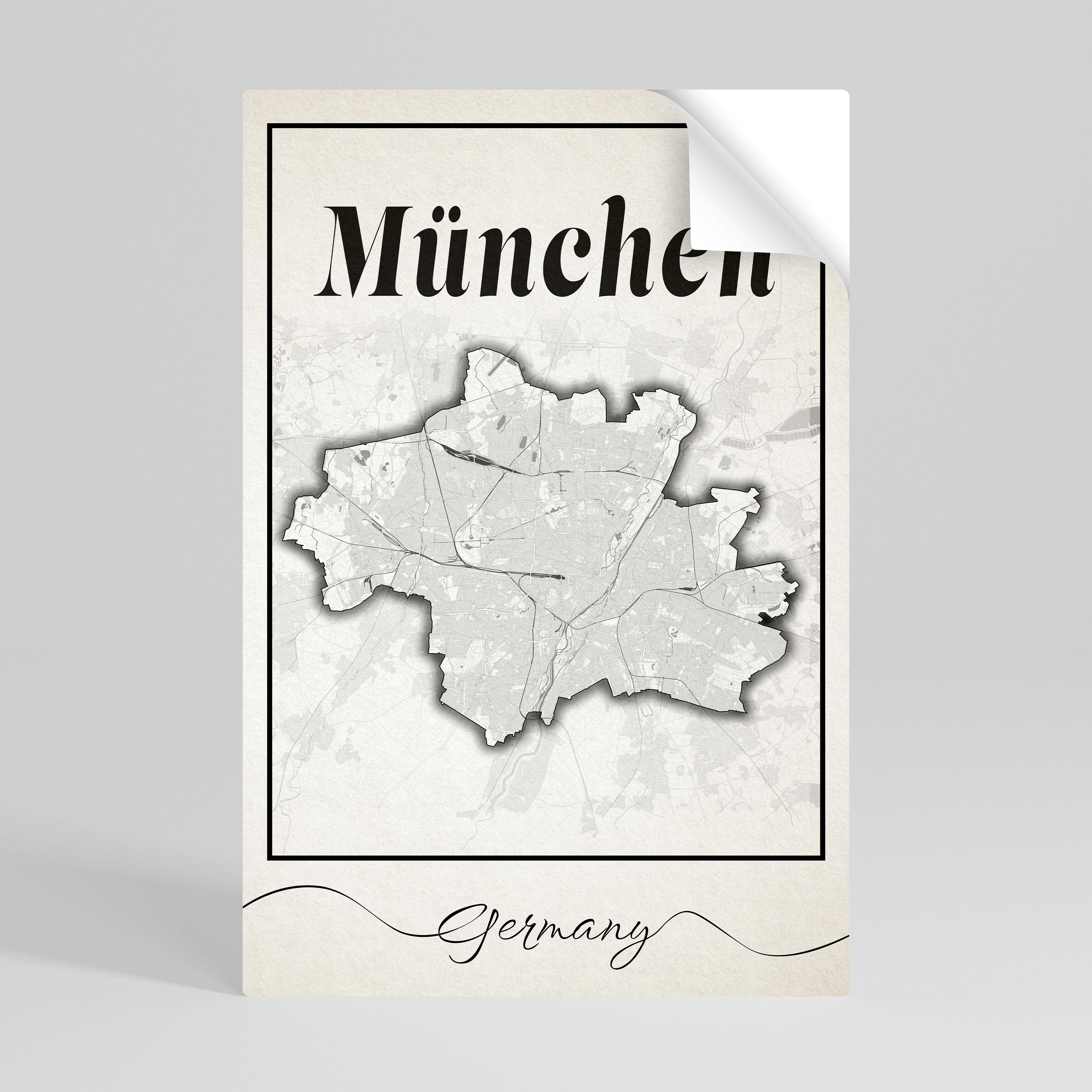 Póster vertical autoadhesivo MONOCROMÁTICO MÜNCHEN