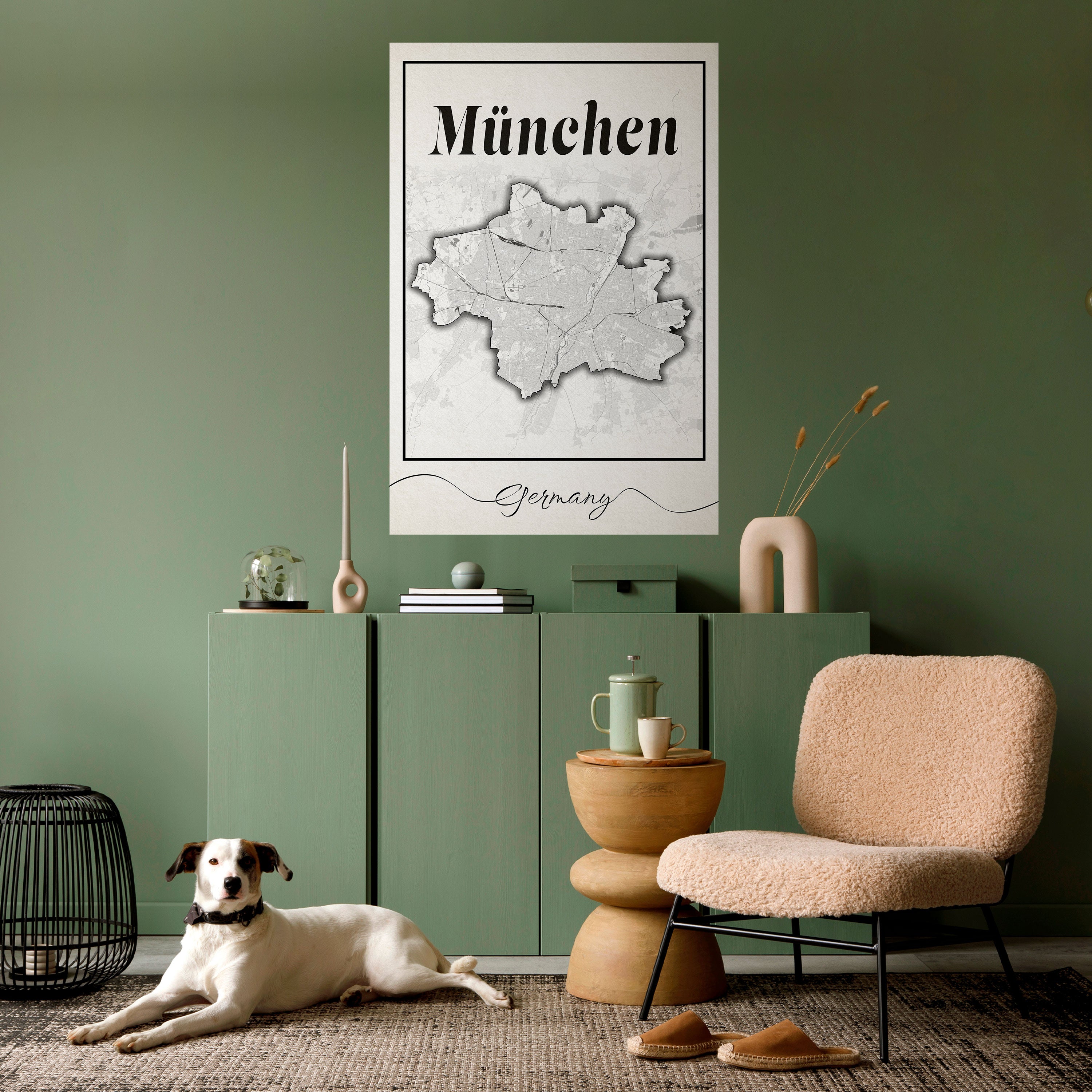 Póster vertical autoadhesivo MONOCROMÁTICO MÜNCHEN