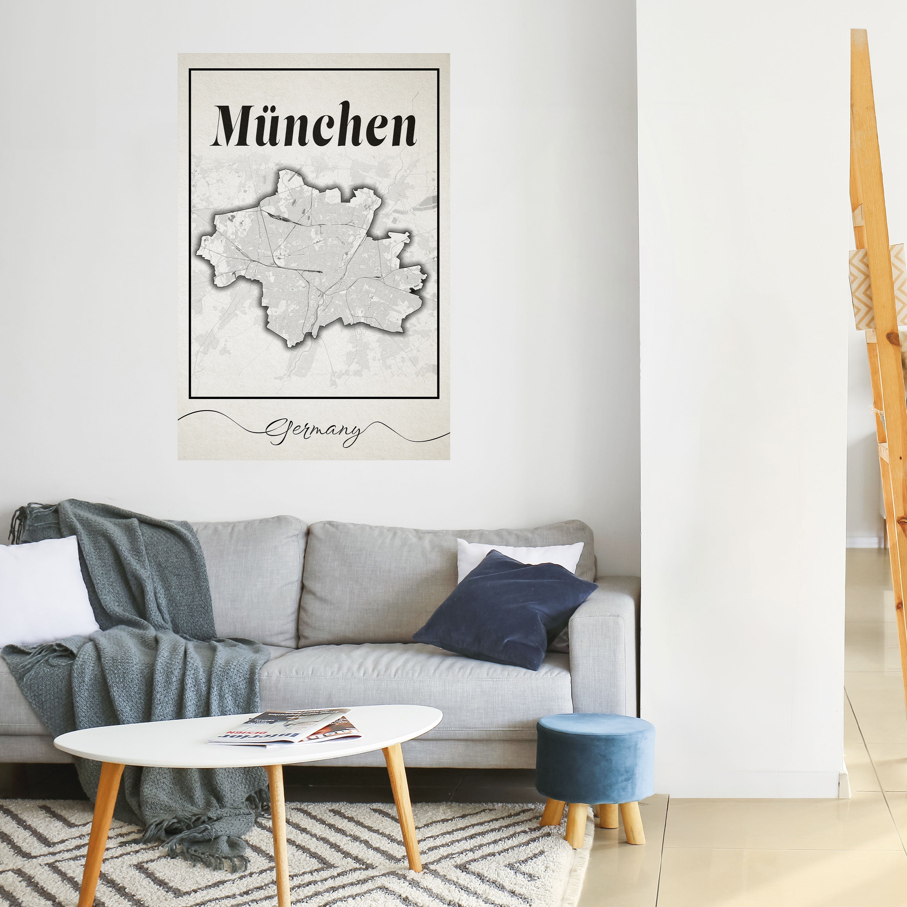 Póster vertical autoadhesivo MONOCROMÁTICO MÜNCHEN