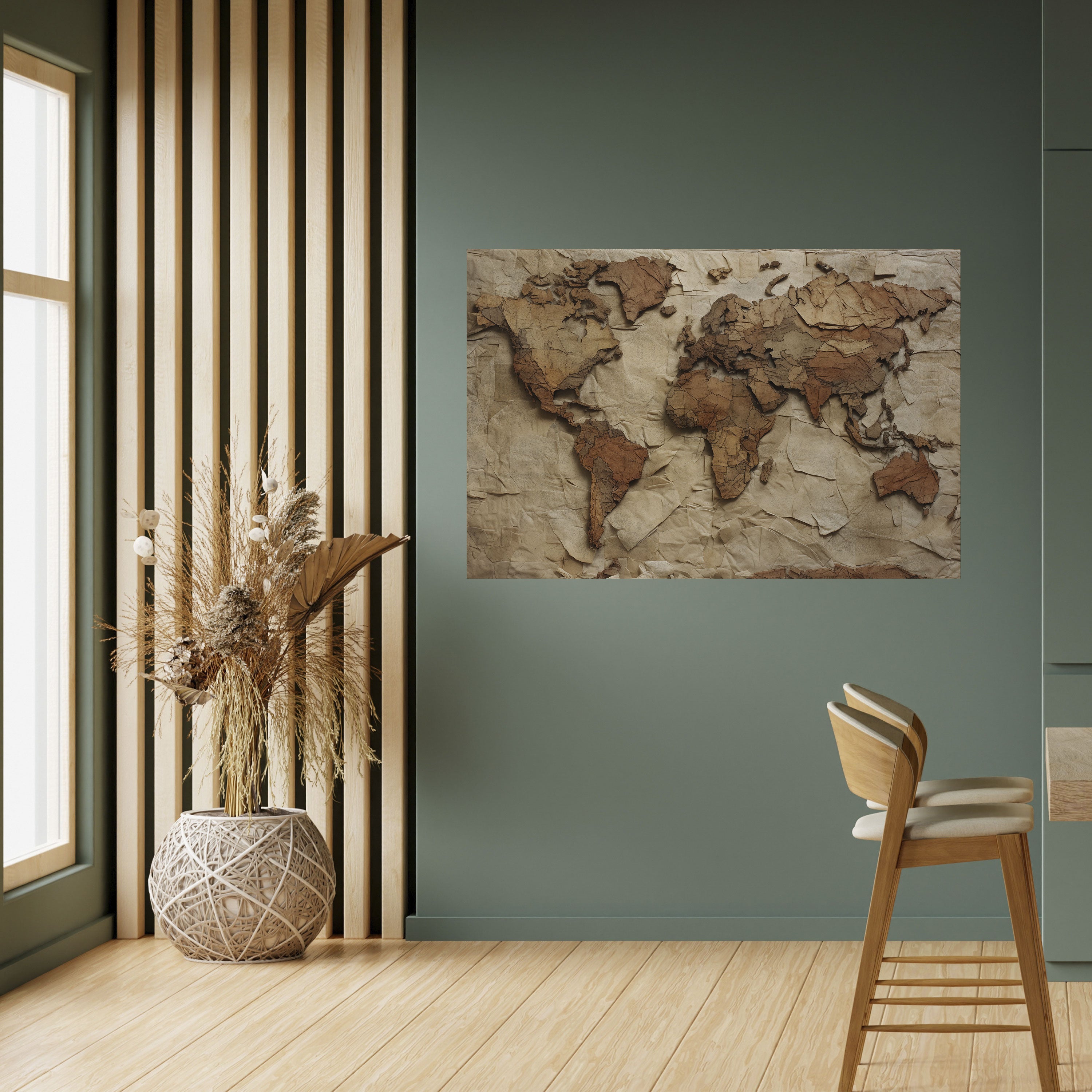PAISAJE DE PLANETA DE PAPEL Póster horizontal autoadhesivo