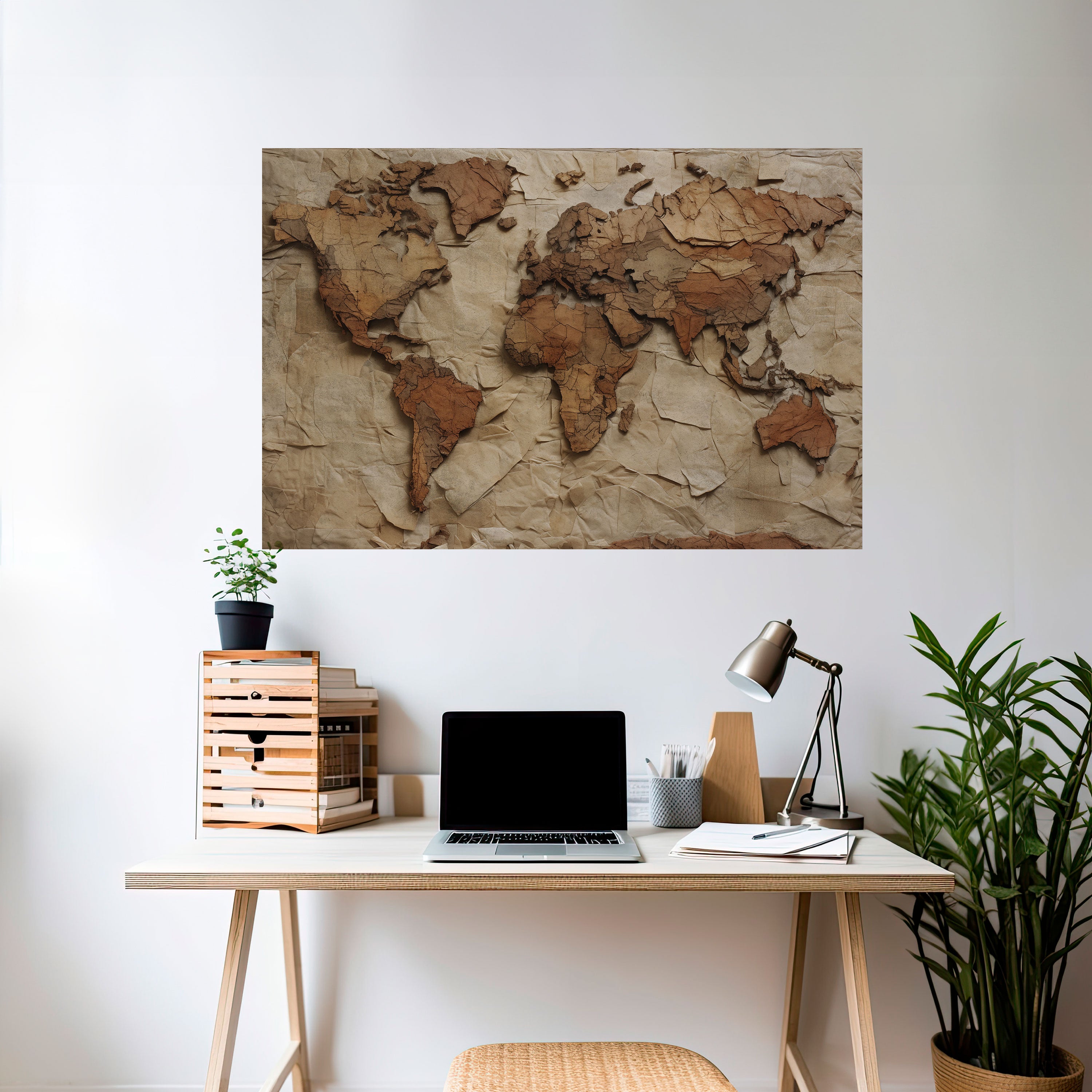 PAISAJE DE PLANETA DE PAPEL Póster horizontal autoadhesivo