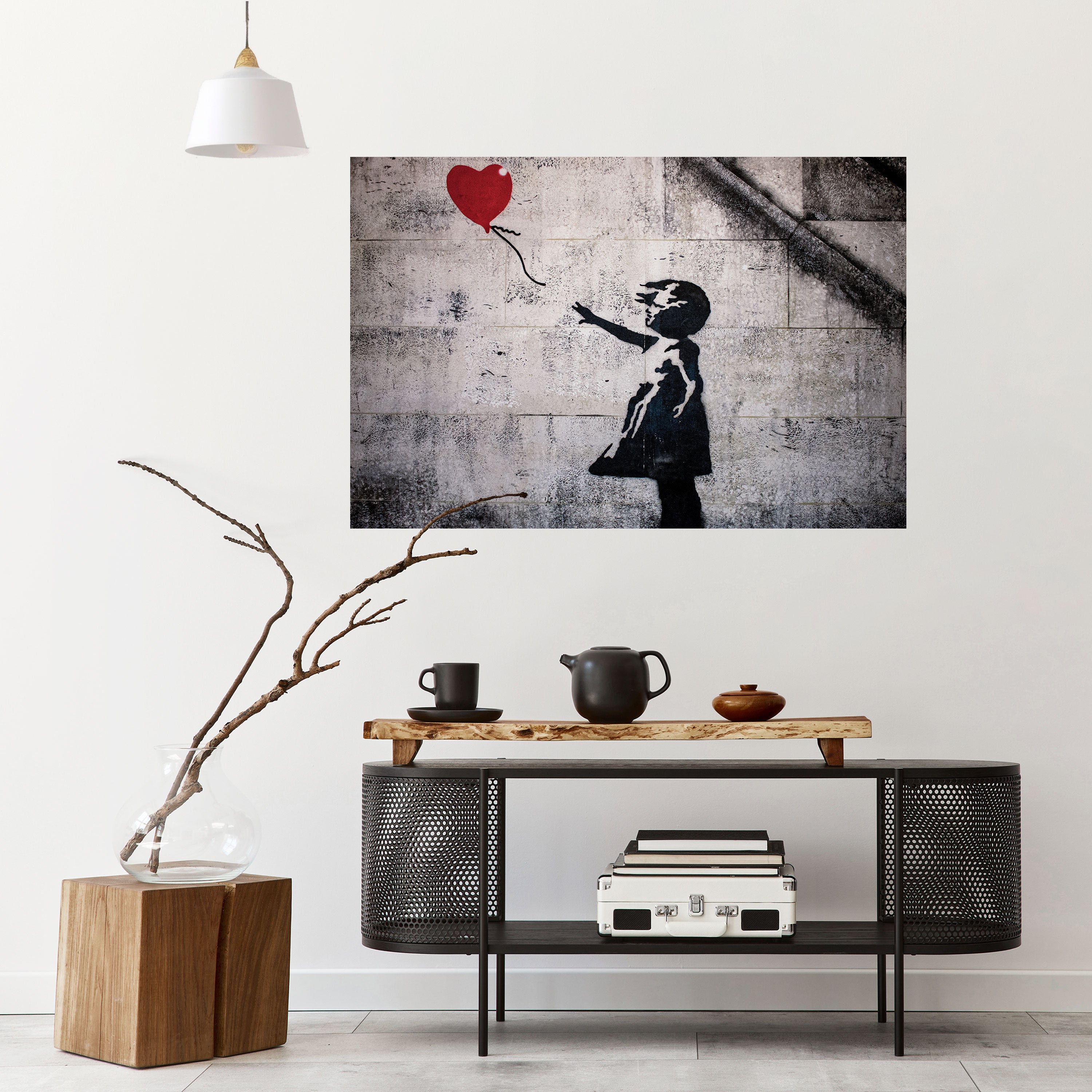 Póster horizontal autoadhesivo de la CHICA GLOBO (BANKSY)