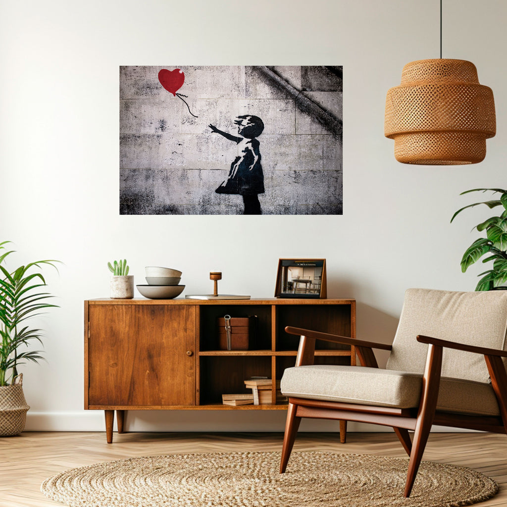 Póster horizontal autoadhesivo de la CHICA GLOBO (BANKSY)