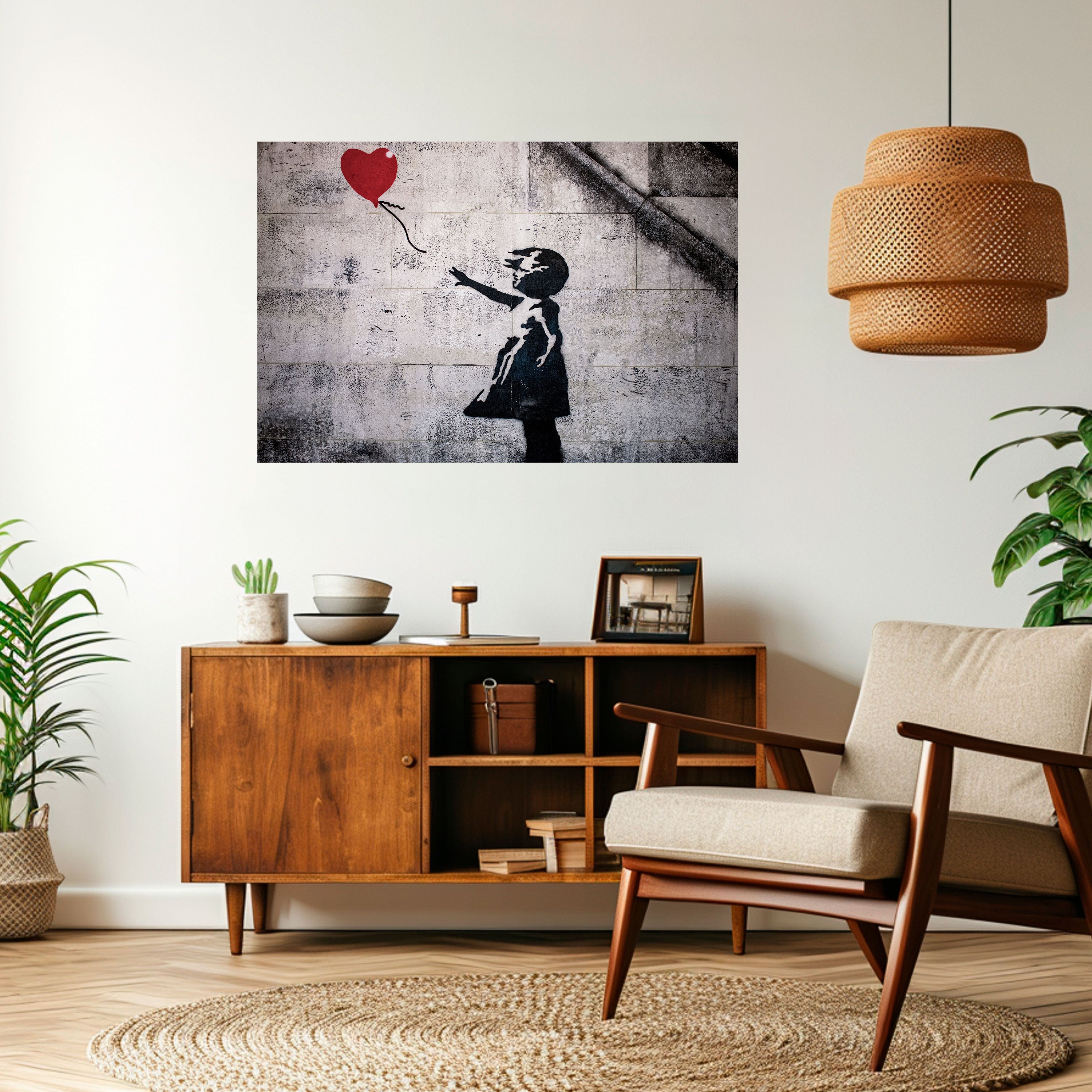 Póster horizontal autoadhesivo de la CHICA GLOBO (BANKSY)