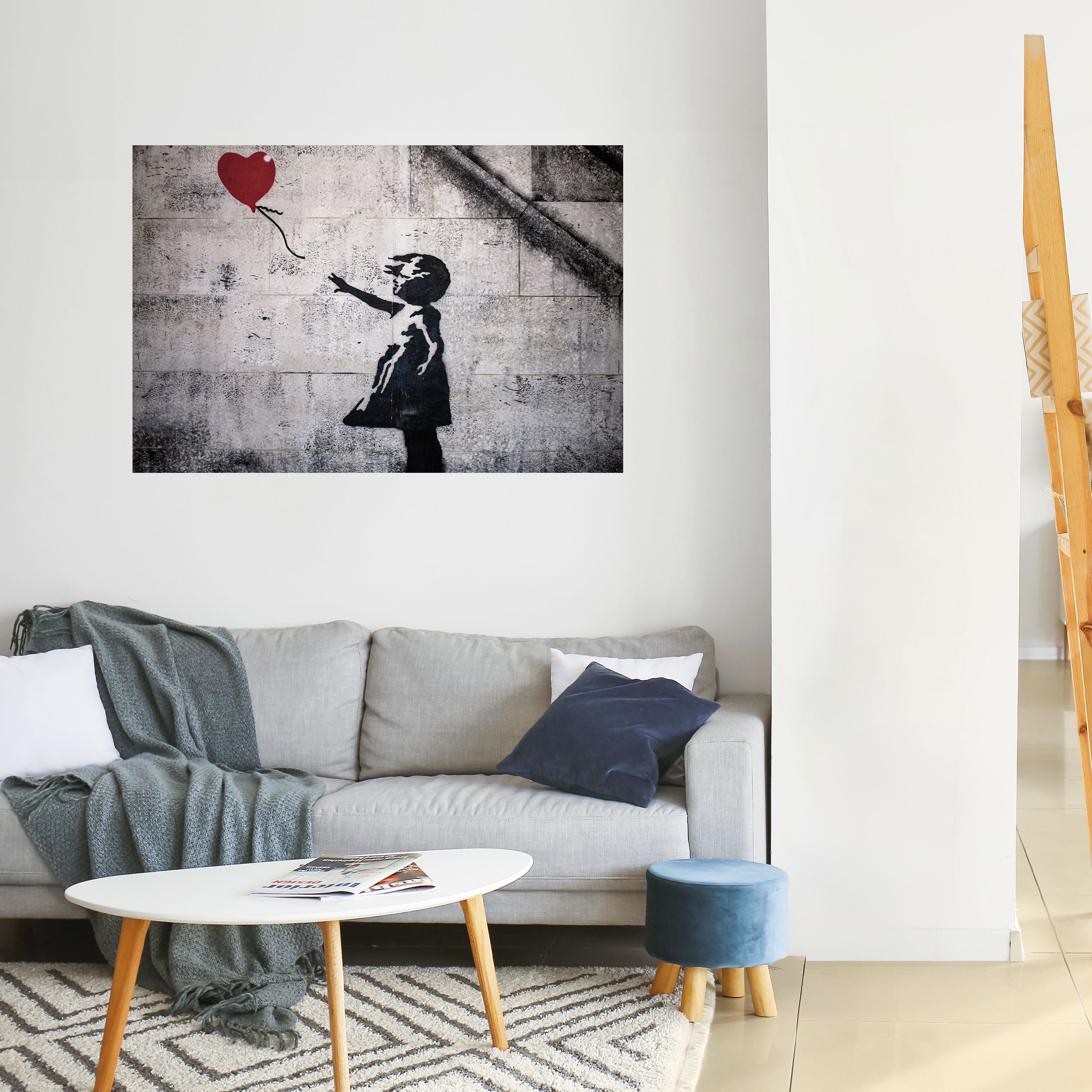 Póster horizontal autoadhesivo de la CHICA GLOBO (BANKSY)