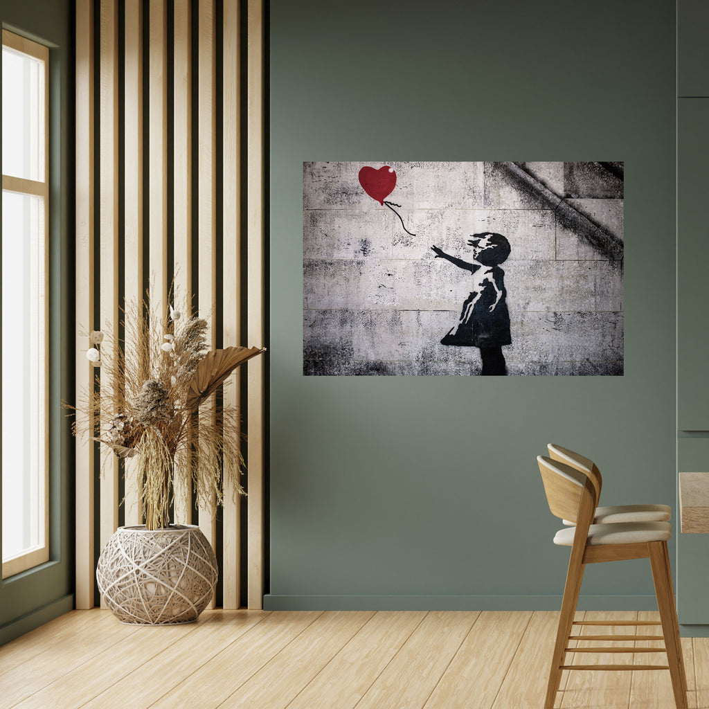 Póster horizontal autoadhesivo de la CHICA GLOBO (BANKSY)