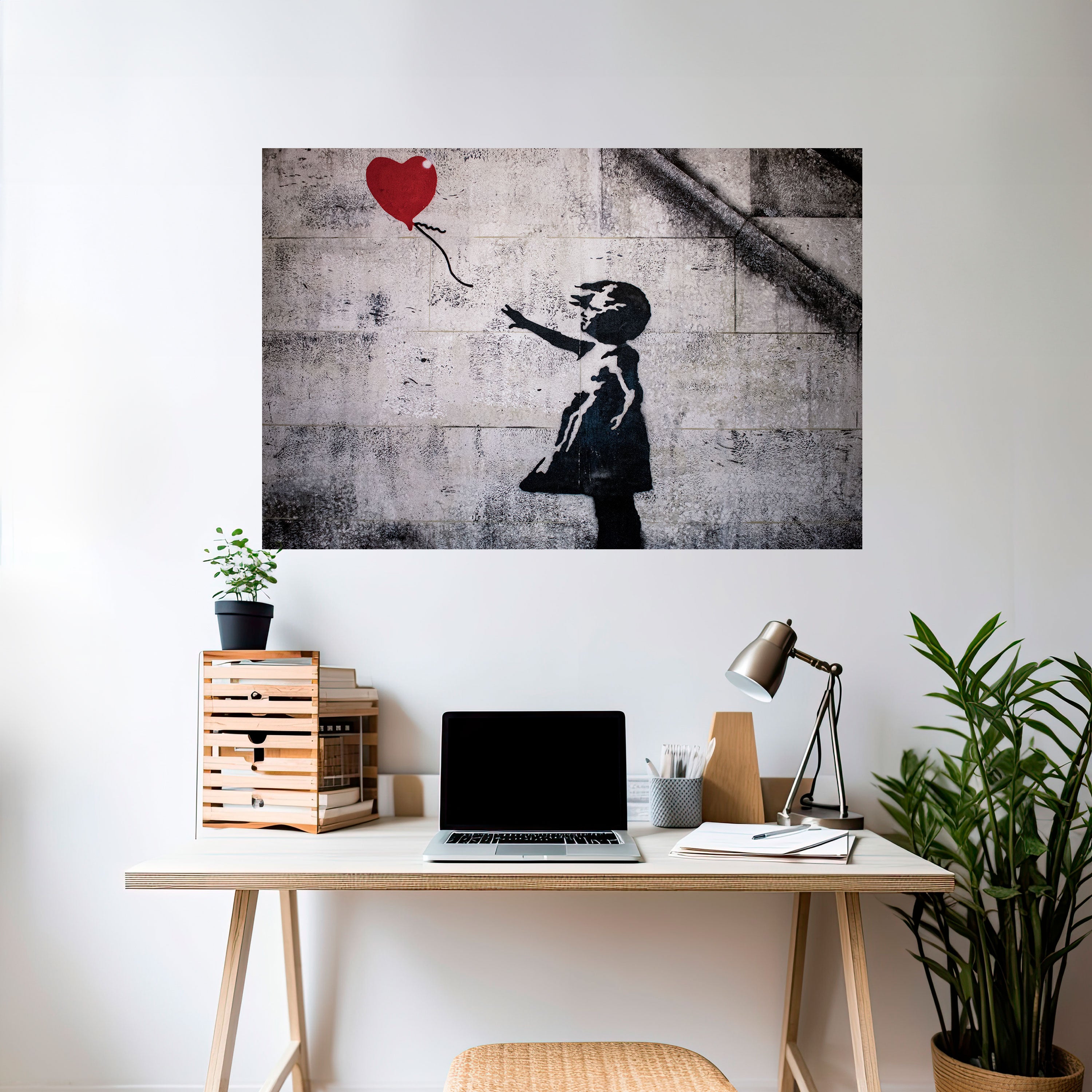 Póster horizontal autoadhesivo de la CHICA GLOBO (BANKSY)