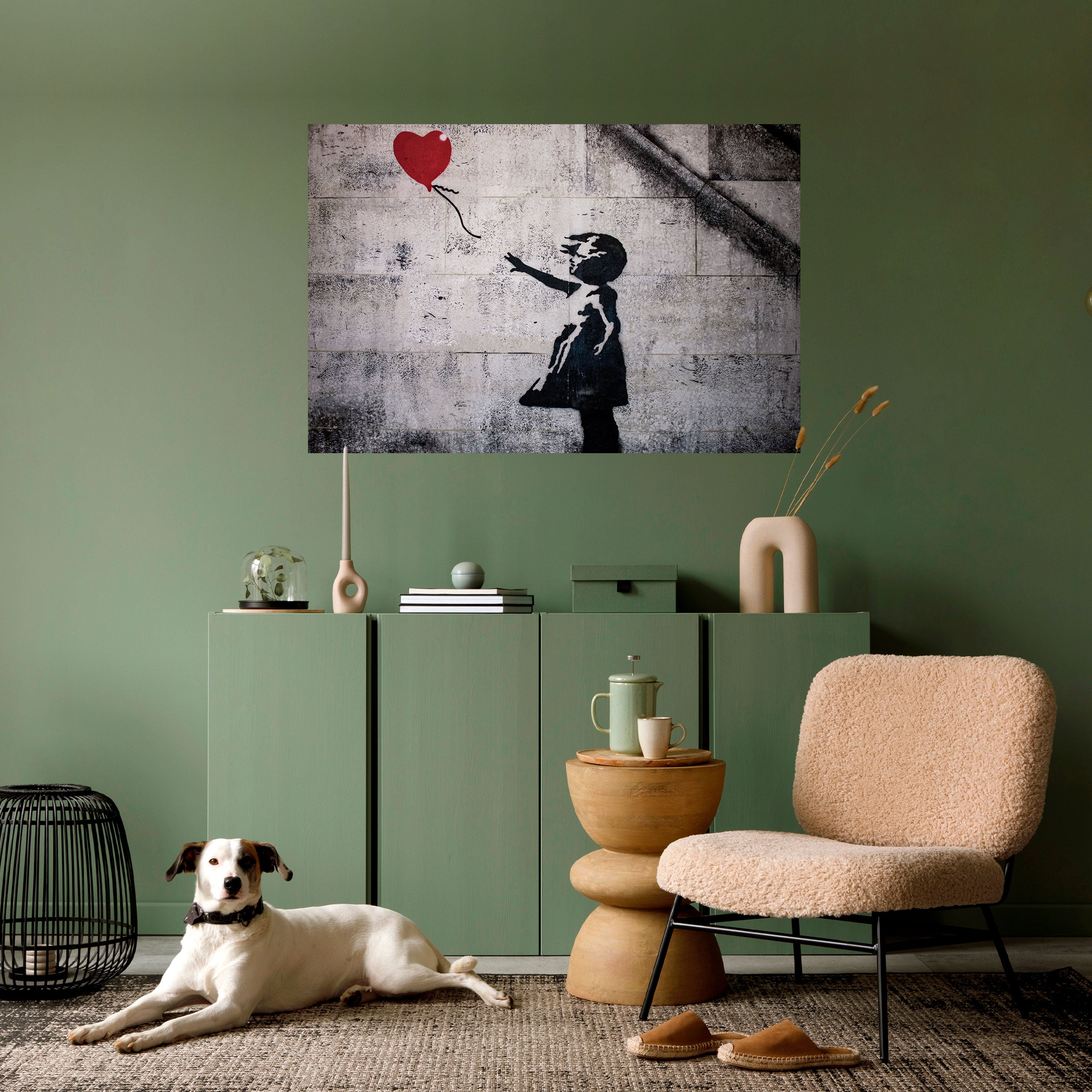 Póster horizontal autoadhesivo de la CHICA GLOBO (BANKSY)