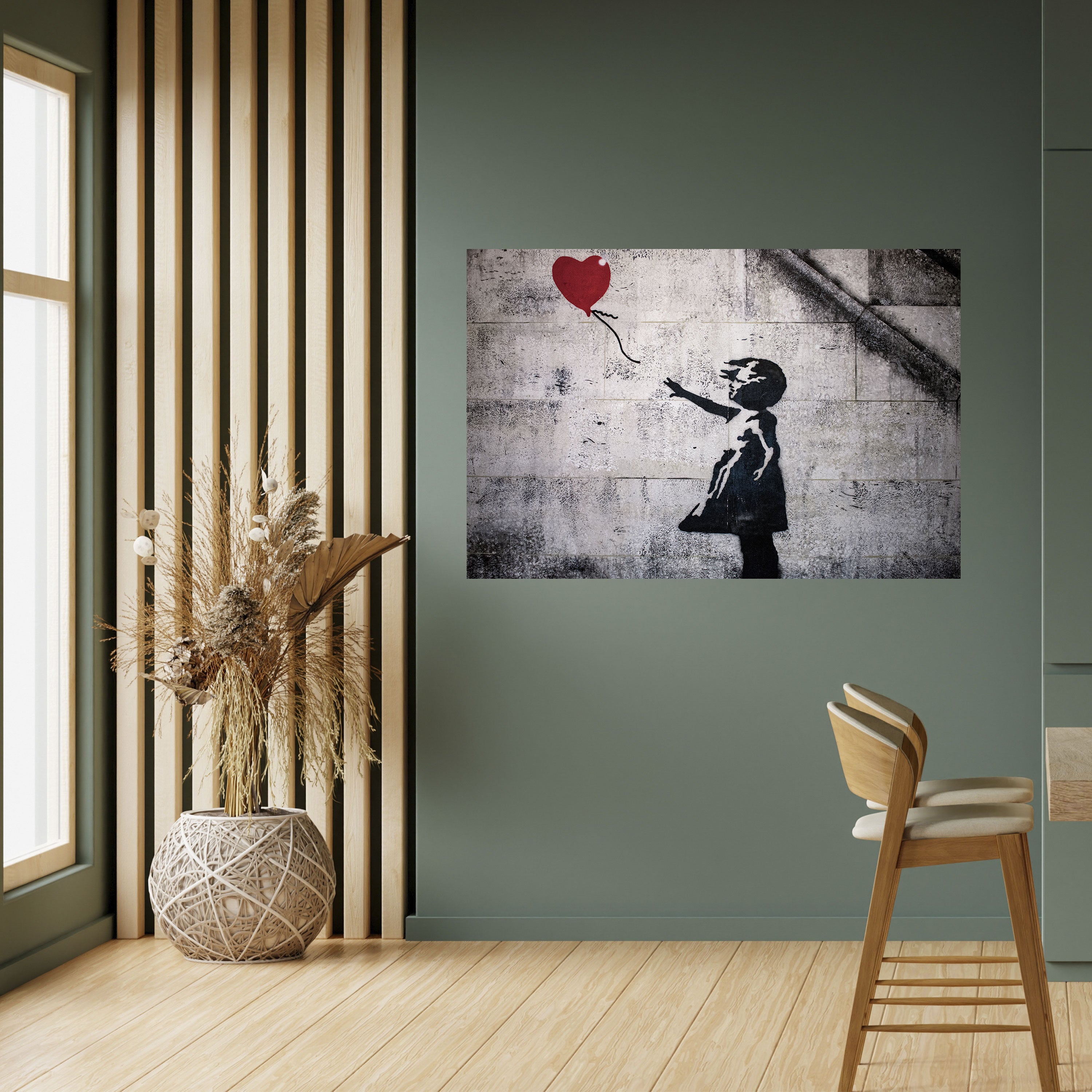 Póster horizontal autoadhesivo de la CHICA GLOBO (BANKSY)