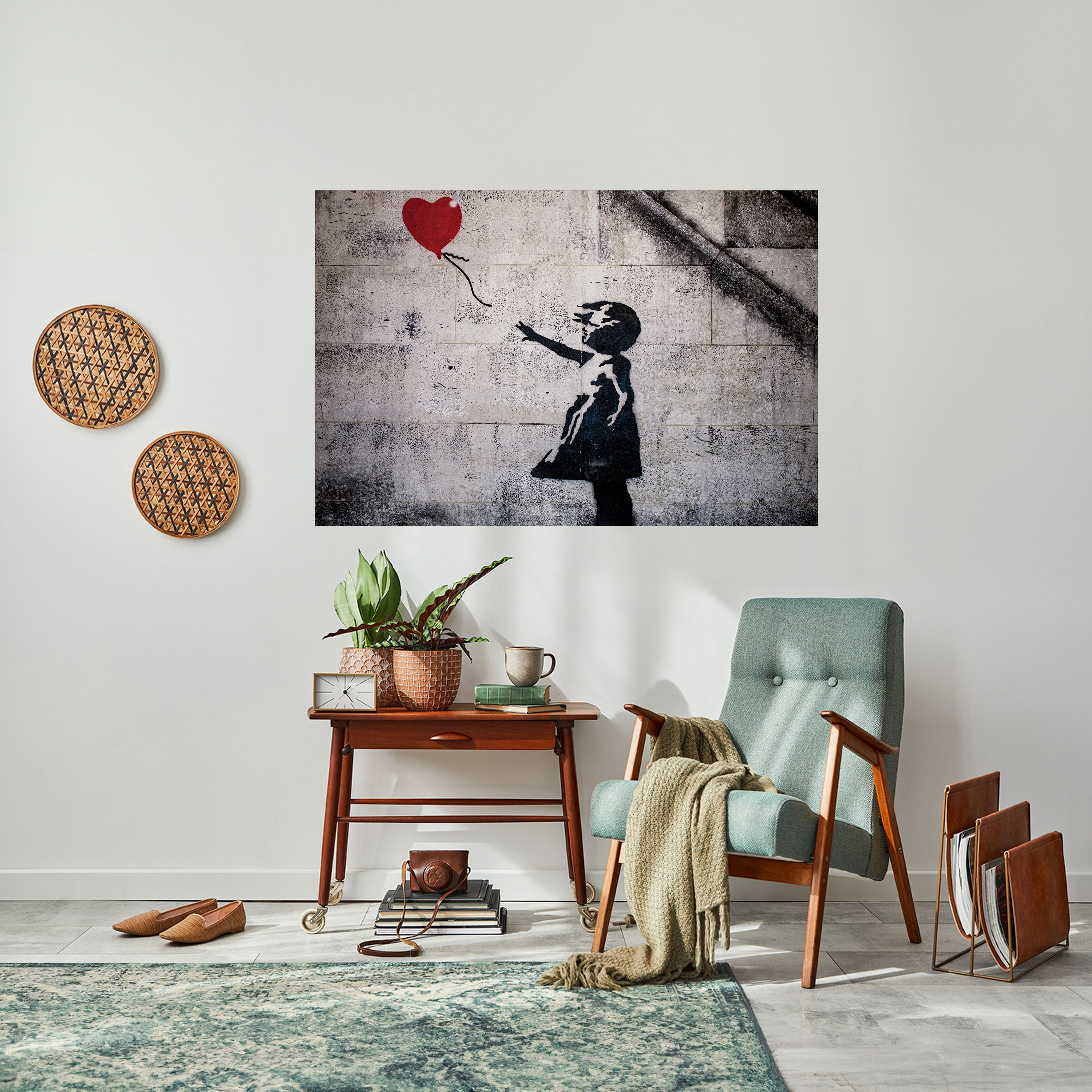 Póster horizontal autoadhesivo de la CHICA GLOBO (BANKSY)