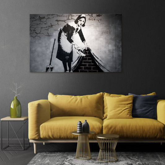 SWEEPING UNDER (BANKSY) Cuadro en lienzo horizontal