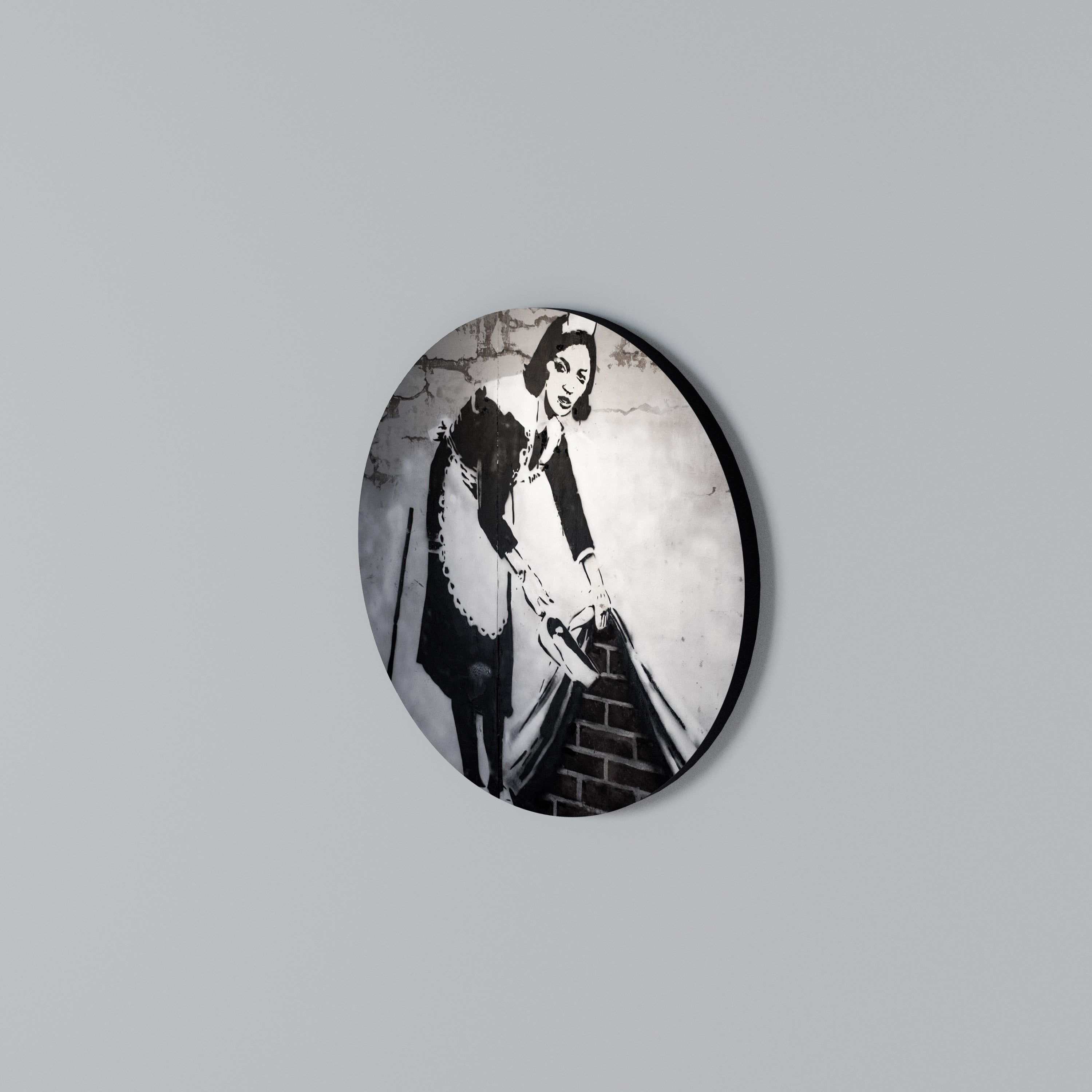 SWEEPING UNDER (BANKSY) Arte de pared redondo