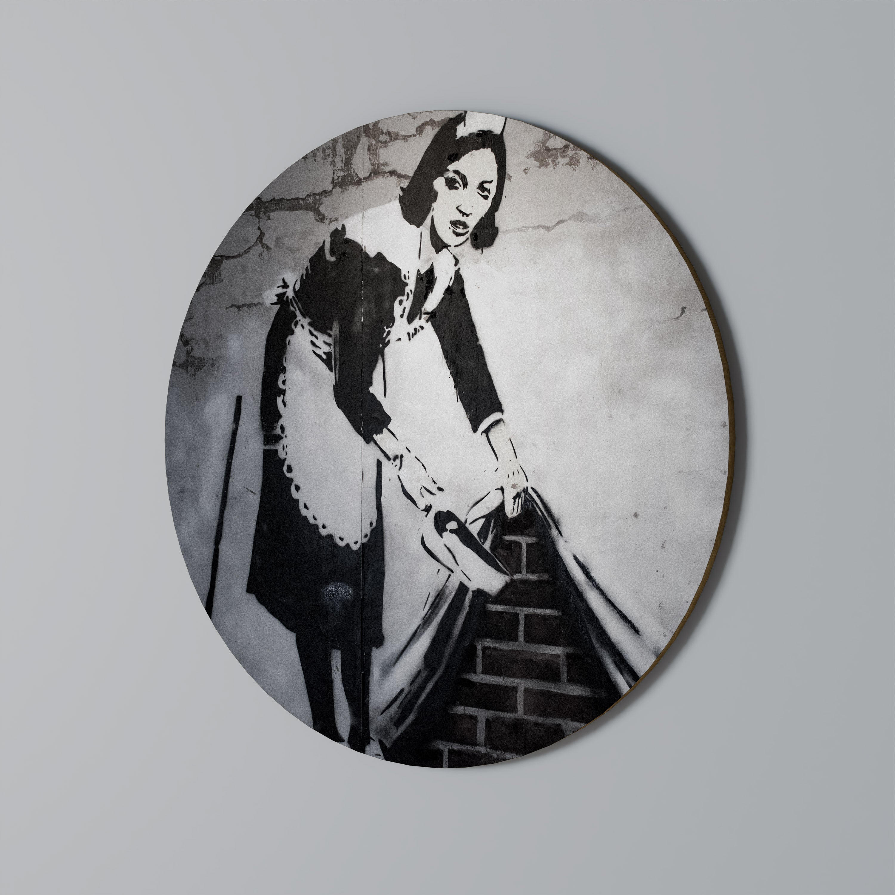 BARRIENDO BAJO (BANKSY) Arte de pared redondo