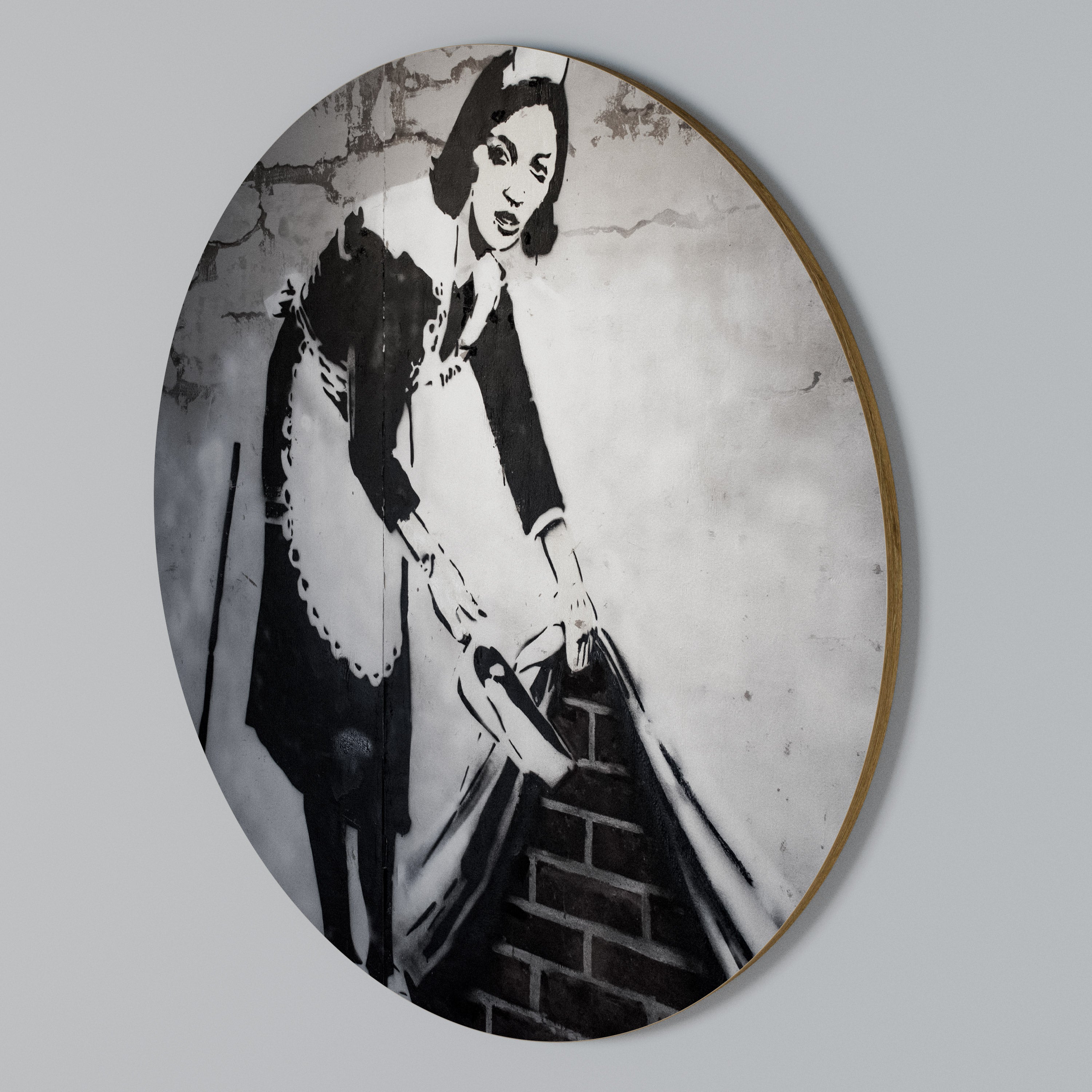 SWEEPING UNDER (BANKSY) Arte de pared redondo