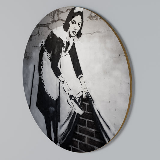 SWEEPING UNDER (BANKSY) Arte de pared redondo