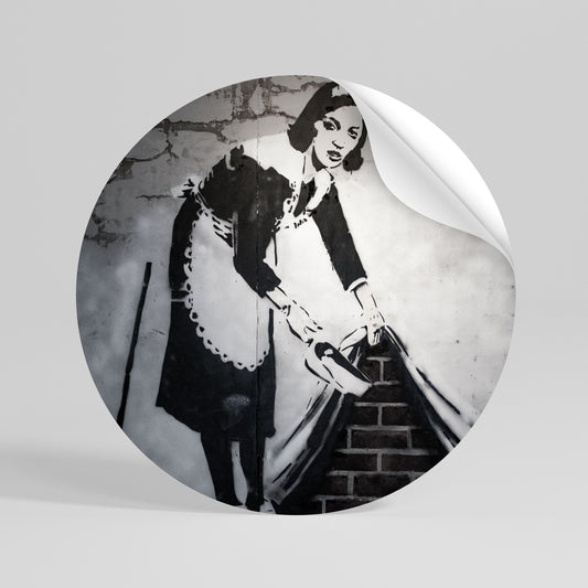 SWEEPING UNDER (BANKSY) Vinilo adhesivo redondo