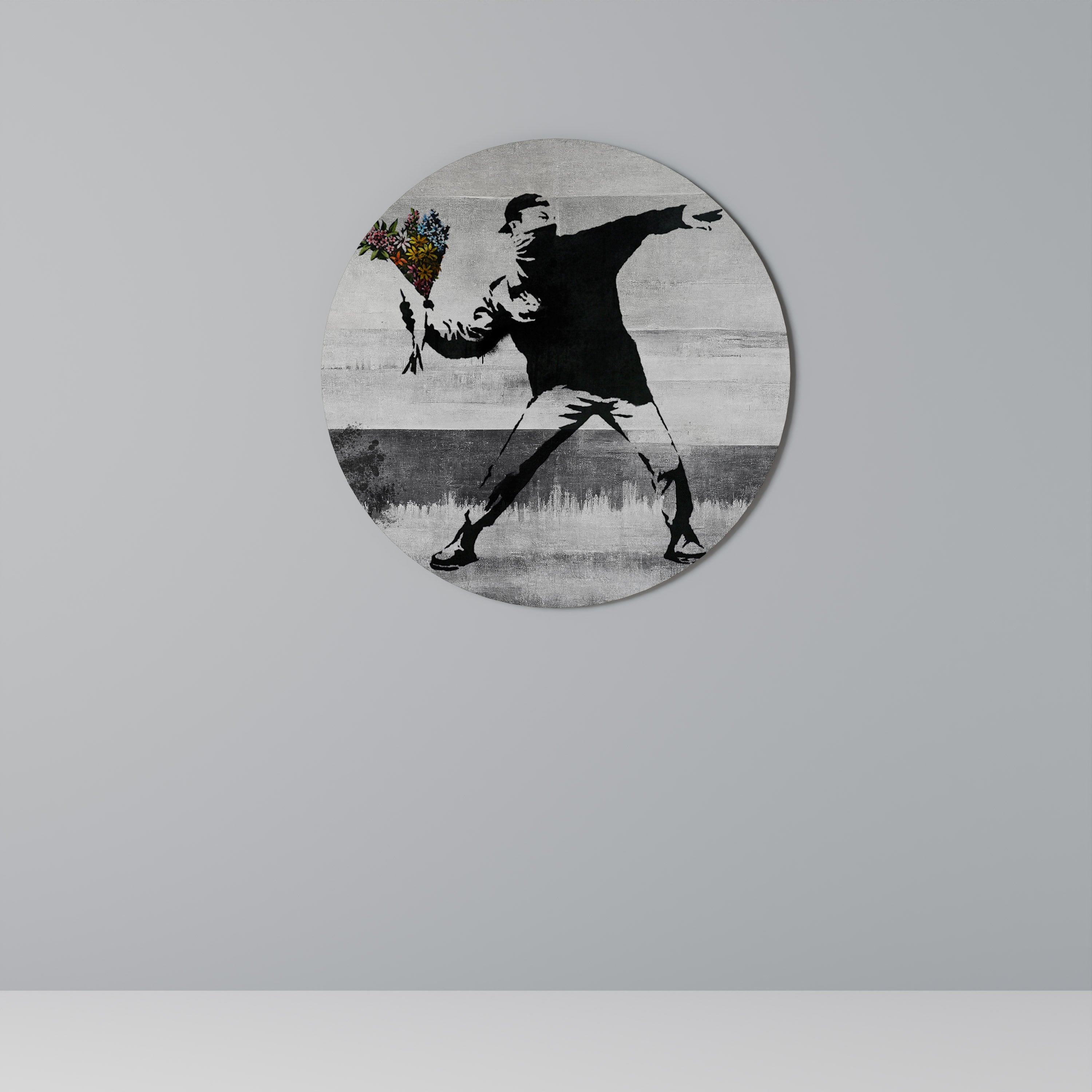 Arte de pared redondo FLOWER BOMBER (BANKSY)