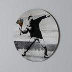 FLOWER BOMBER (BANKSY) Round Wall Art