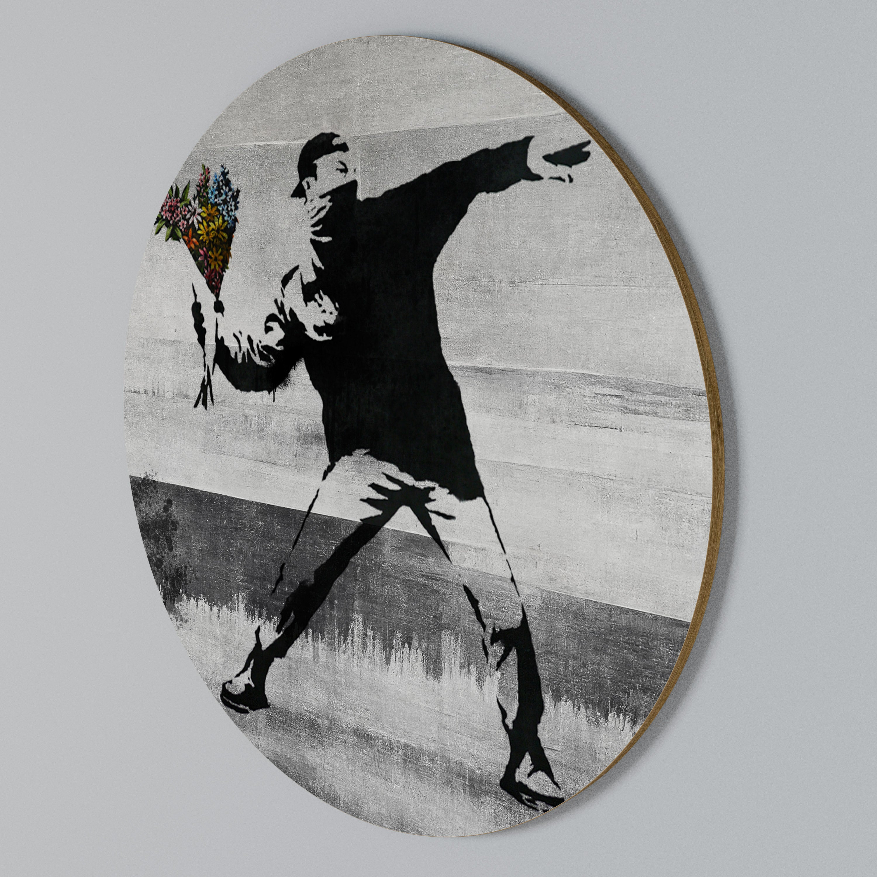 FLOWER BOMBER (BANKSY) Arte de pared redondo