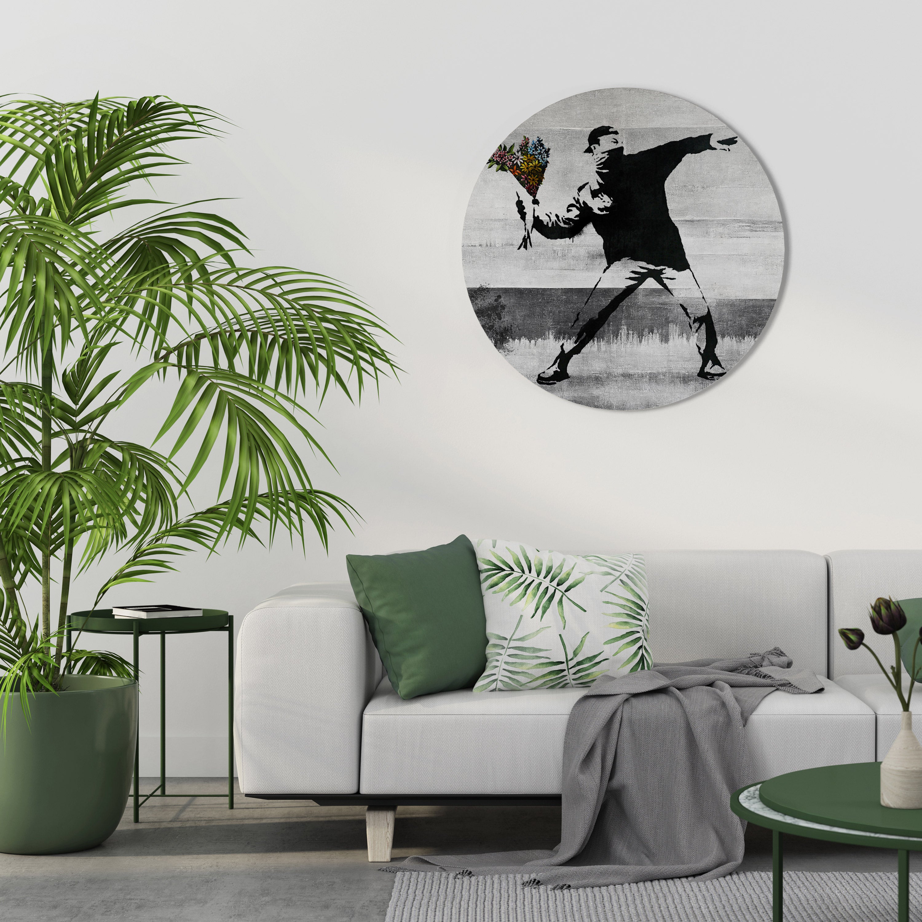Arte de pared redondo FLOWER BOMBER (BANKSY)