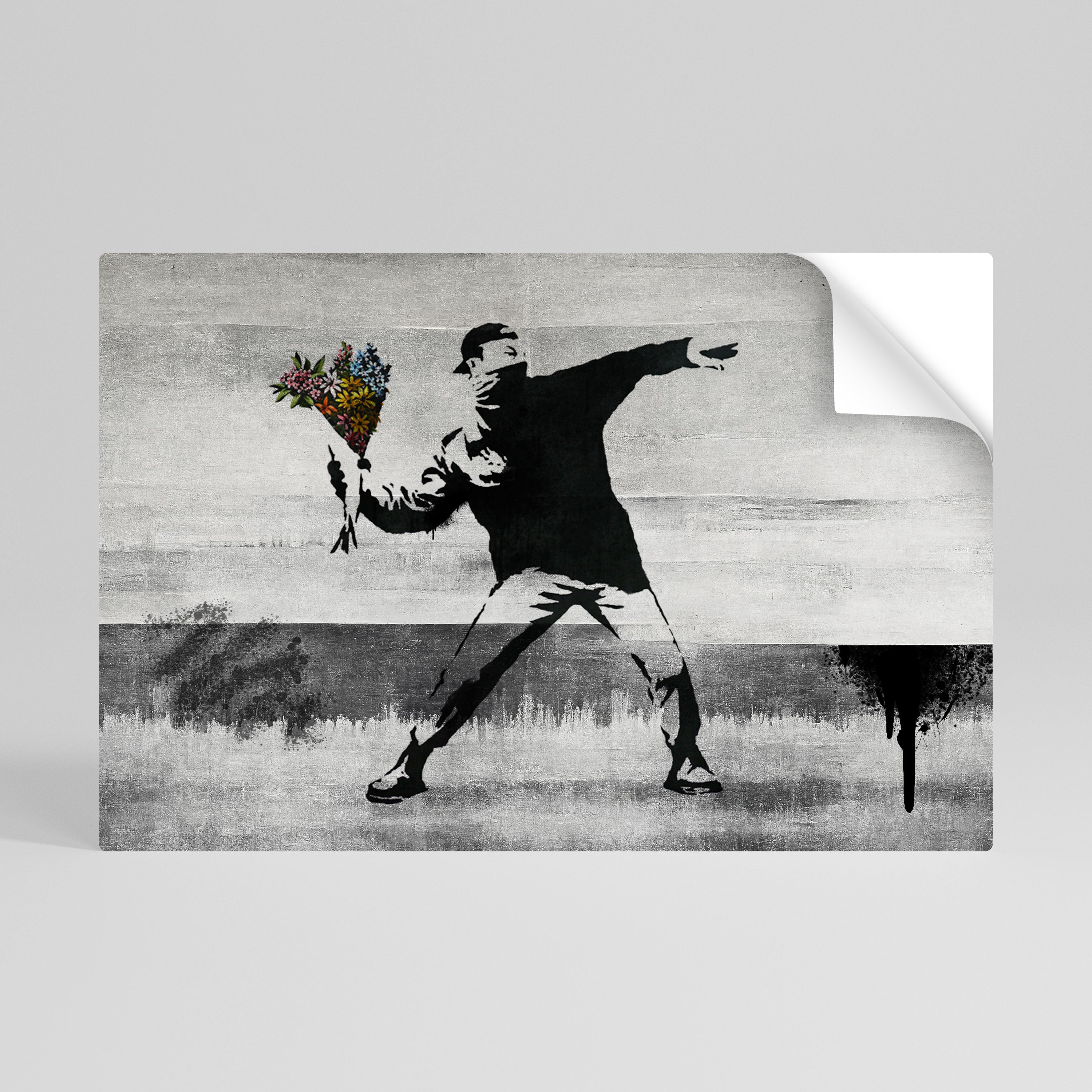 FLOWER BOMBER (BANKSY) Póster adhesivo horizontal
