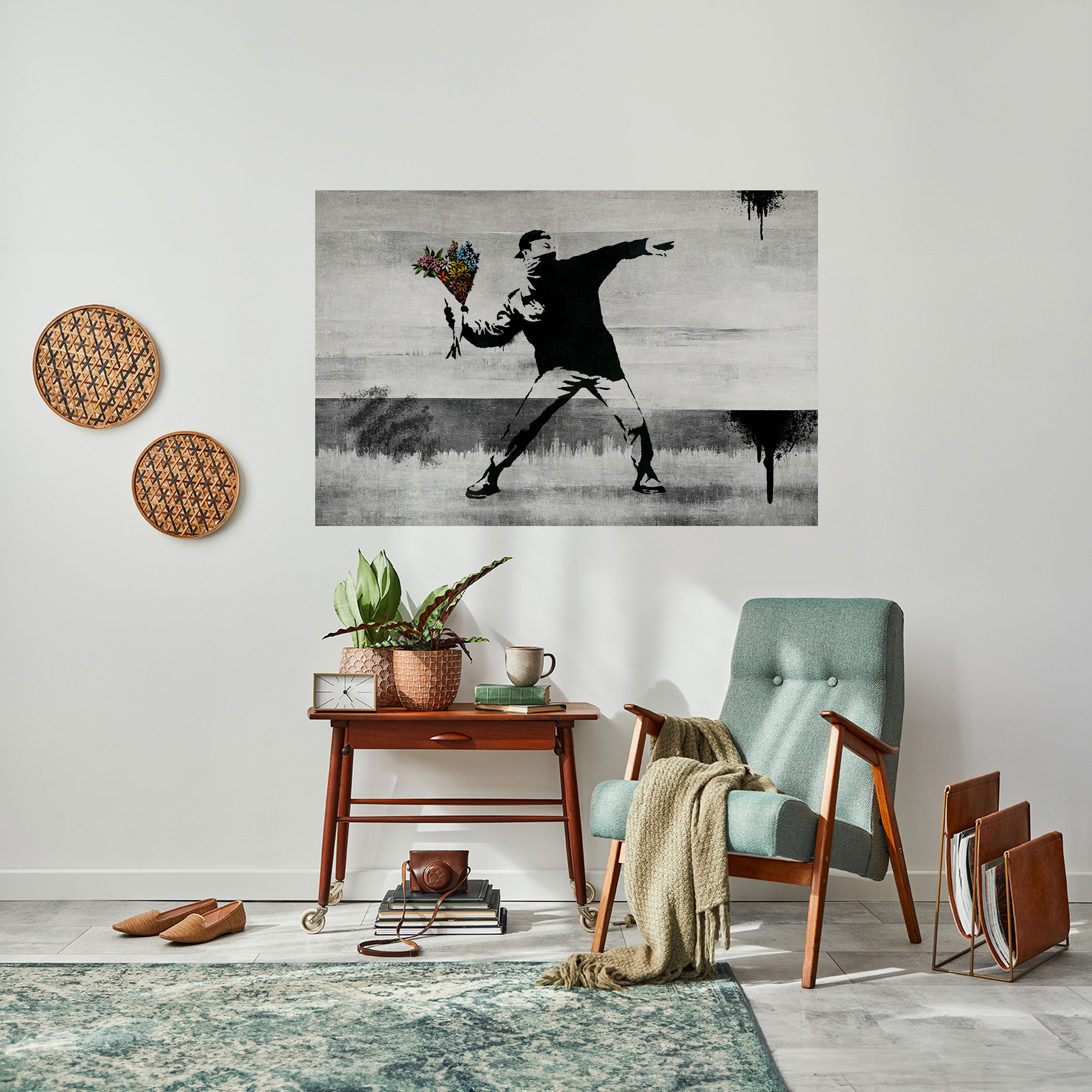 Póster horizontal autoadhesivo "FLOWER BOMBER" (BANKSY)
