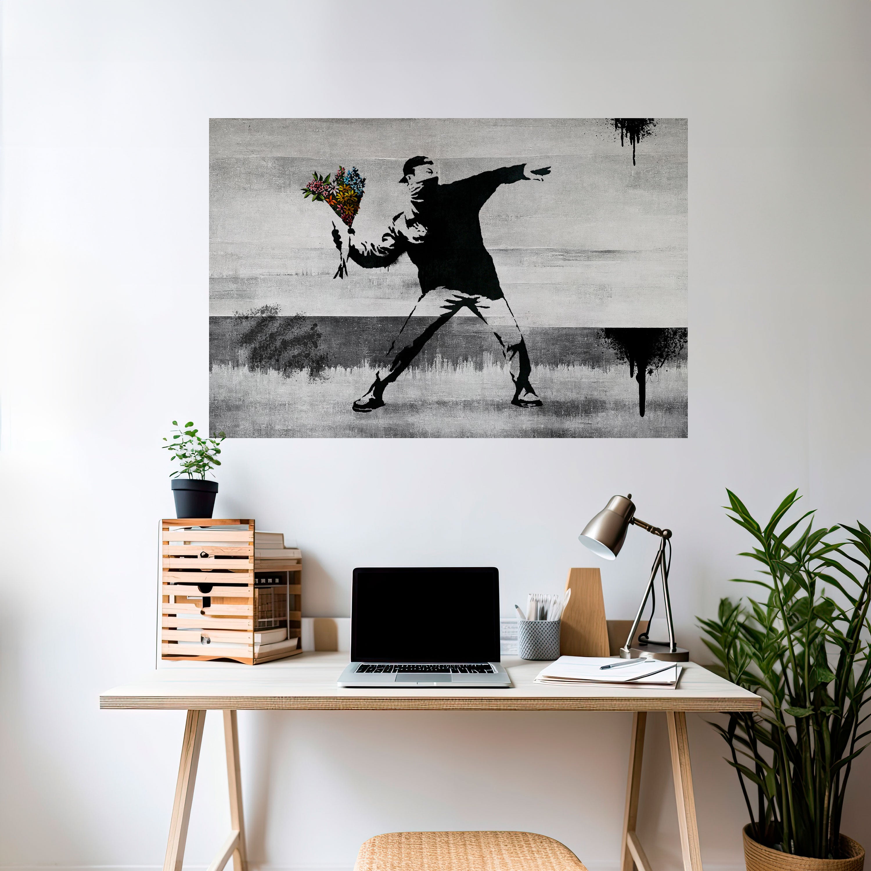 Póster horizontal autoadhesivo "FLOWER BOMBER" (BANKSY)
