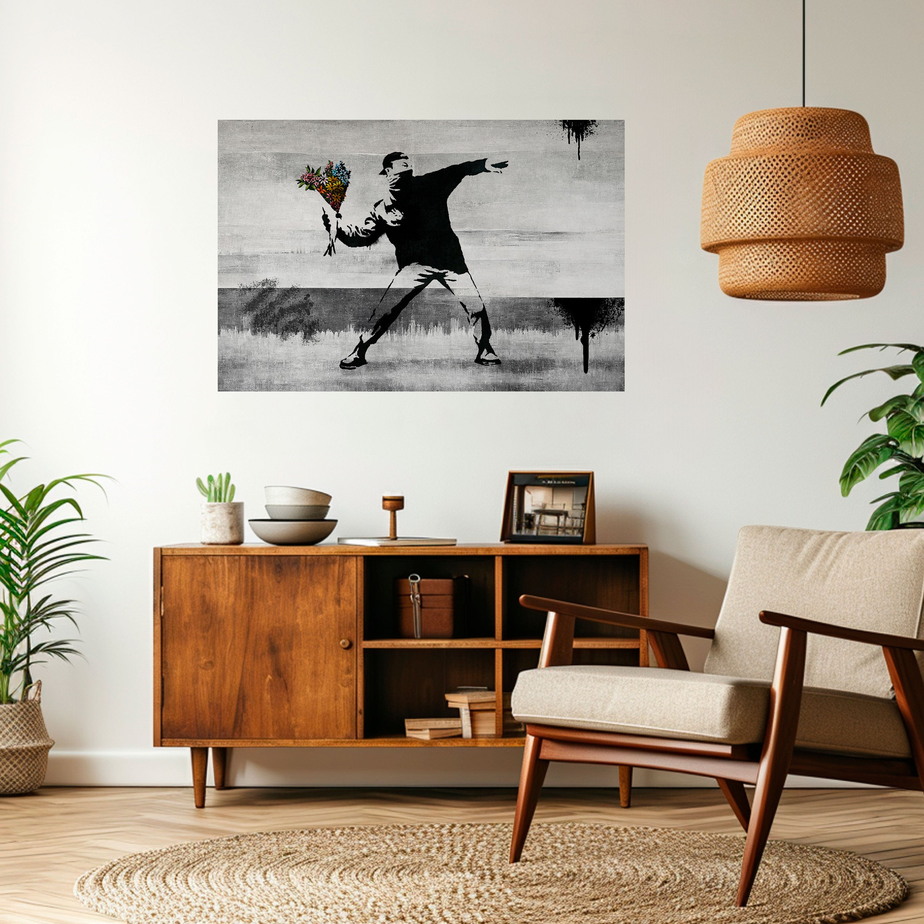 Póster horizontal autoadhesivo "FLOWER BOMBER" (BANKSY)