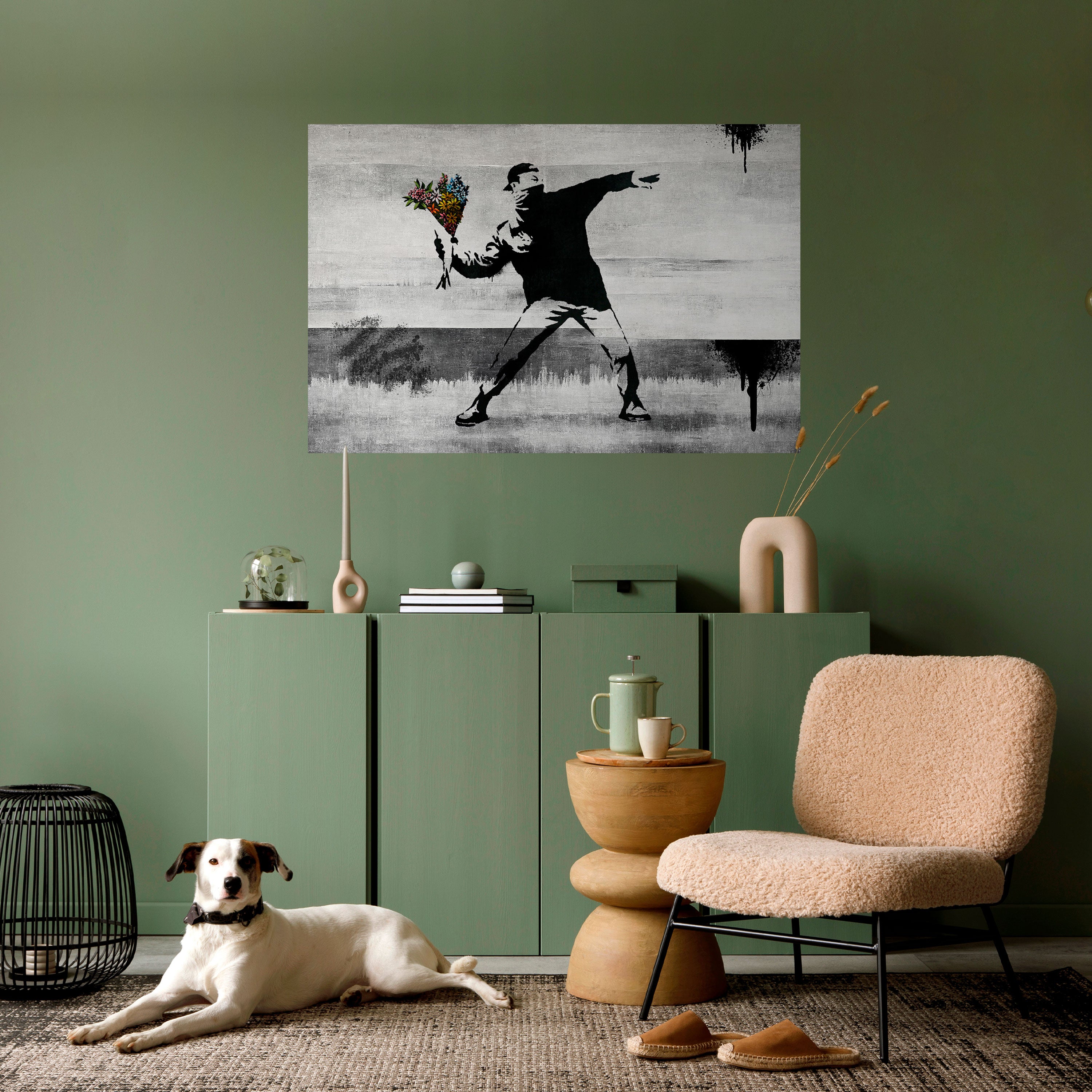 Póster horizontal autoadhesivo "FLOWER BOMBER" (BANKSY)