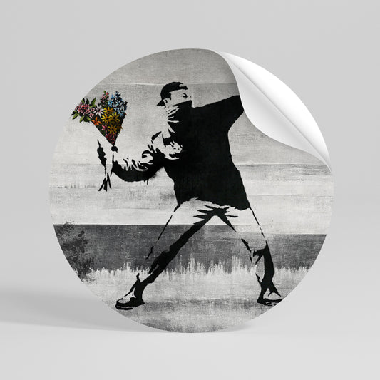 FLOWER BOMBER (BANKSY) Vinilo adhesivo redondo